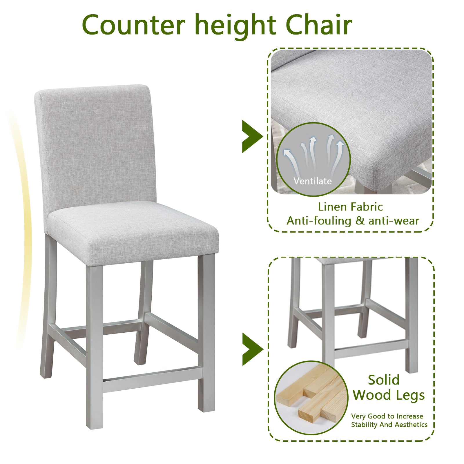 5-Piece Counter Height Dining Set w/Crystal Decor