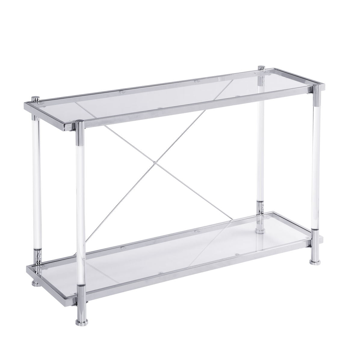 Acrylic Glass Side Table, Chrome Sofa Table, Console Table For Living Room & Bedroom