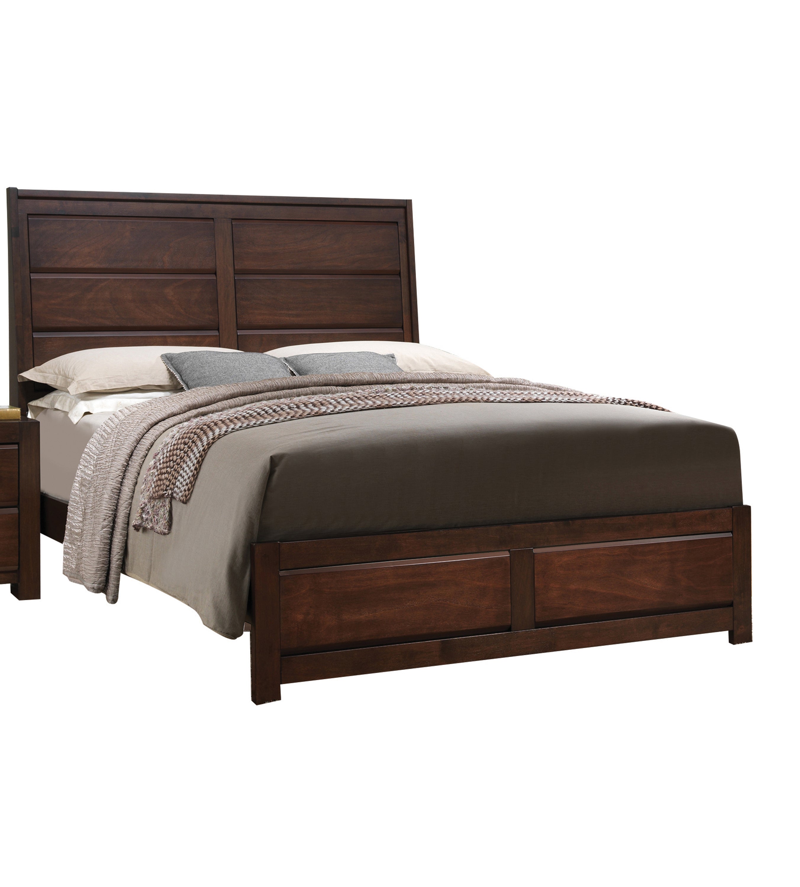 Walnut Queen Bed - Premium Solid Wood Bedroom Furniture