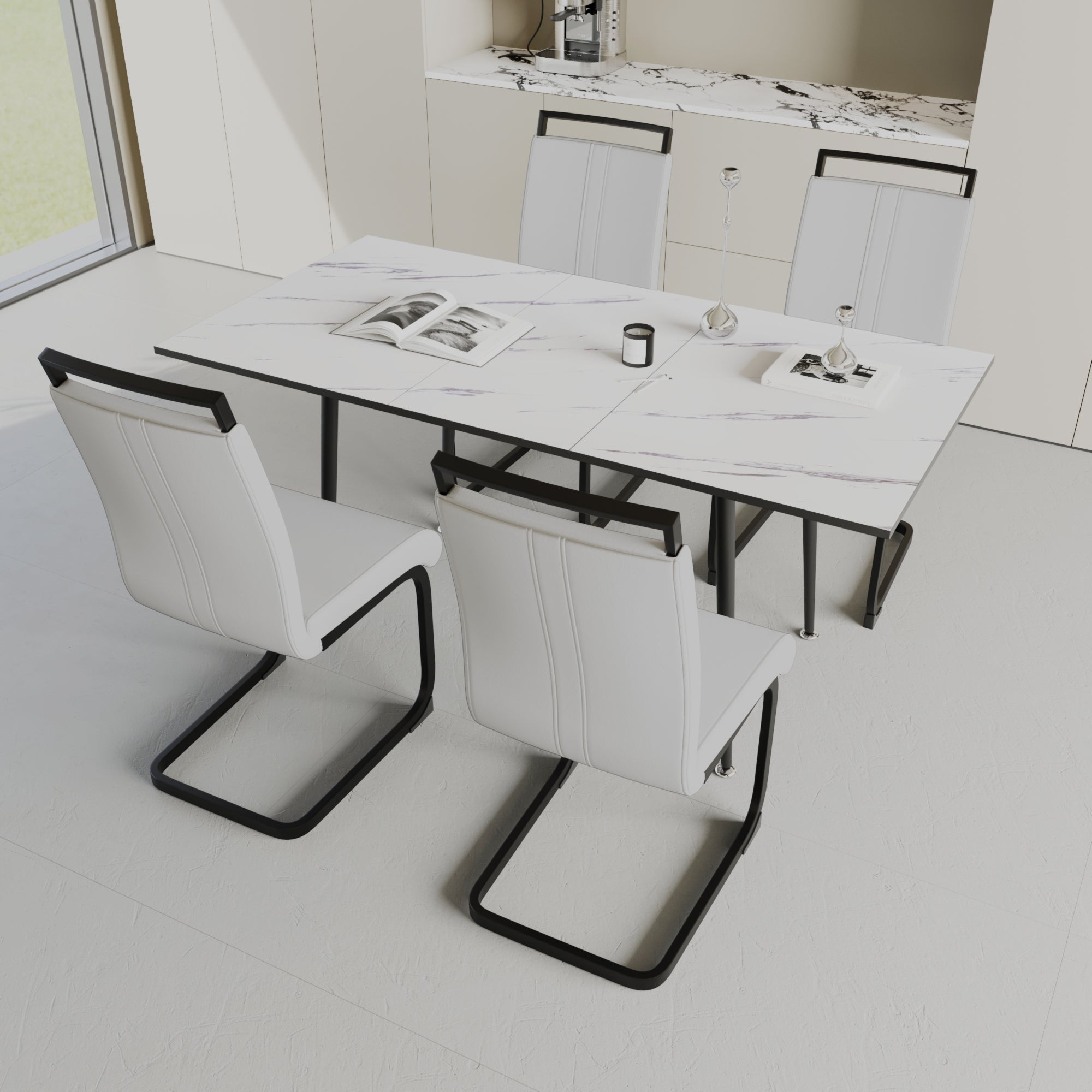 47"-63" Extendable Dining Table Set for 2-6 People