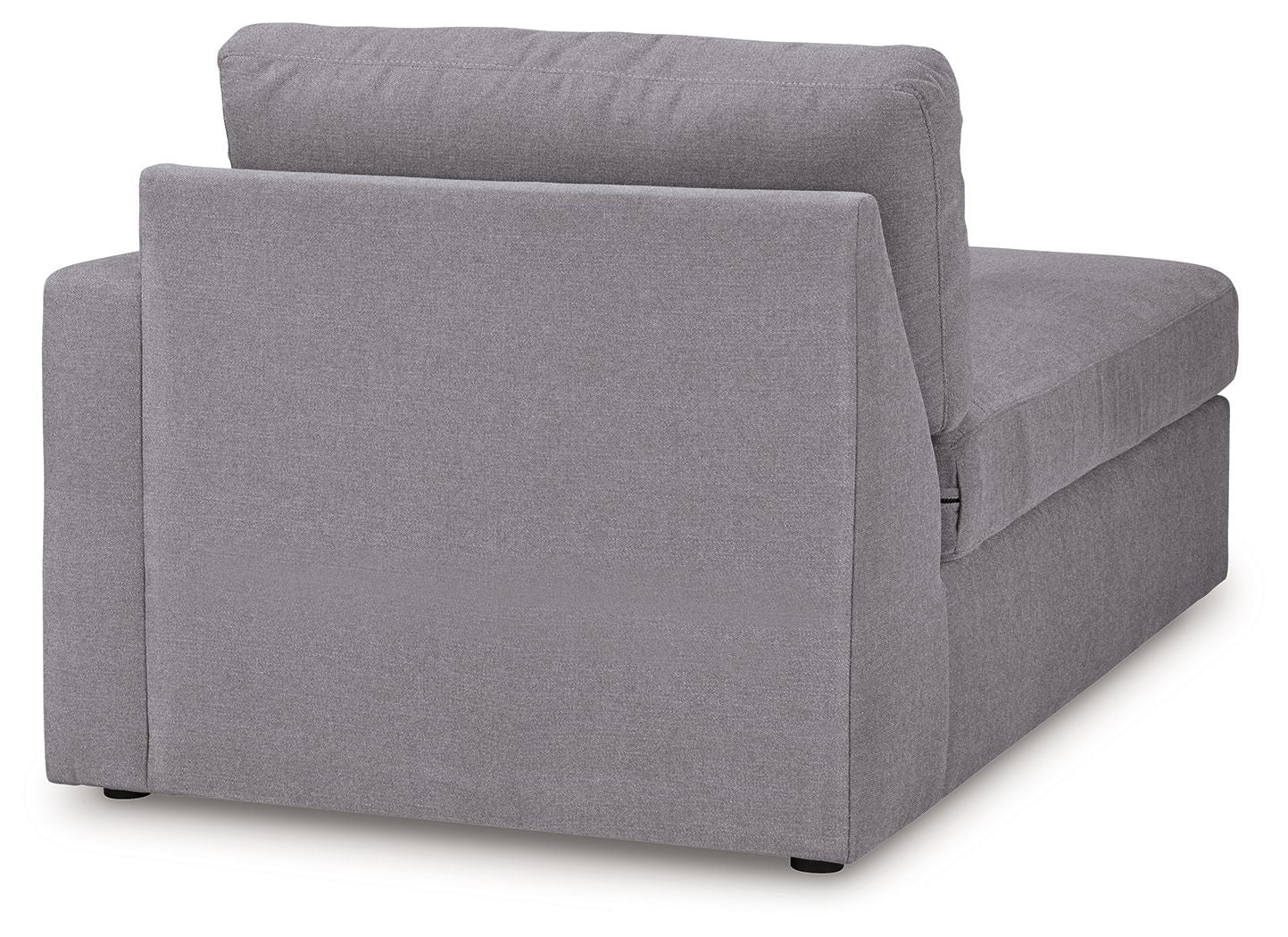 Gray fabric chaise corner with tall back and boxy seat