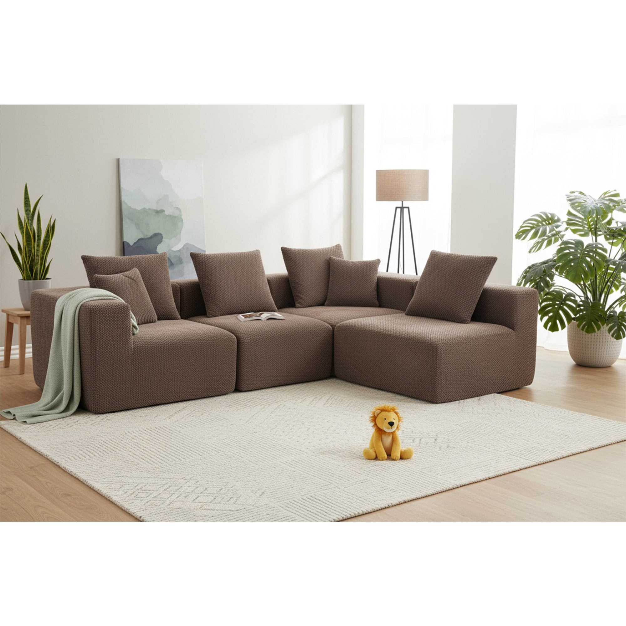 Brown Modular Sectional Sofa for Living Room