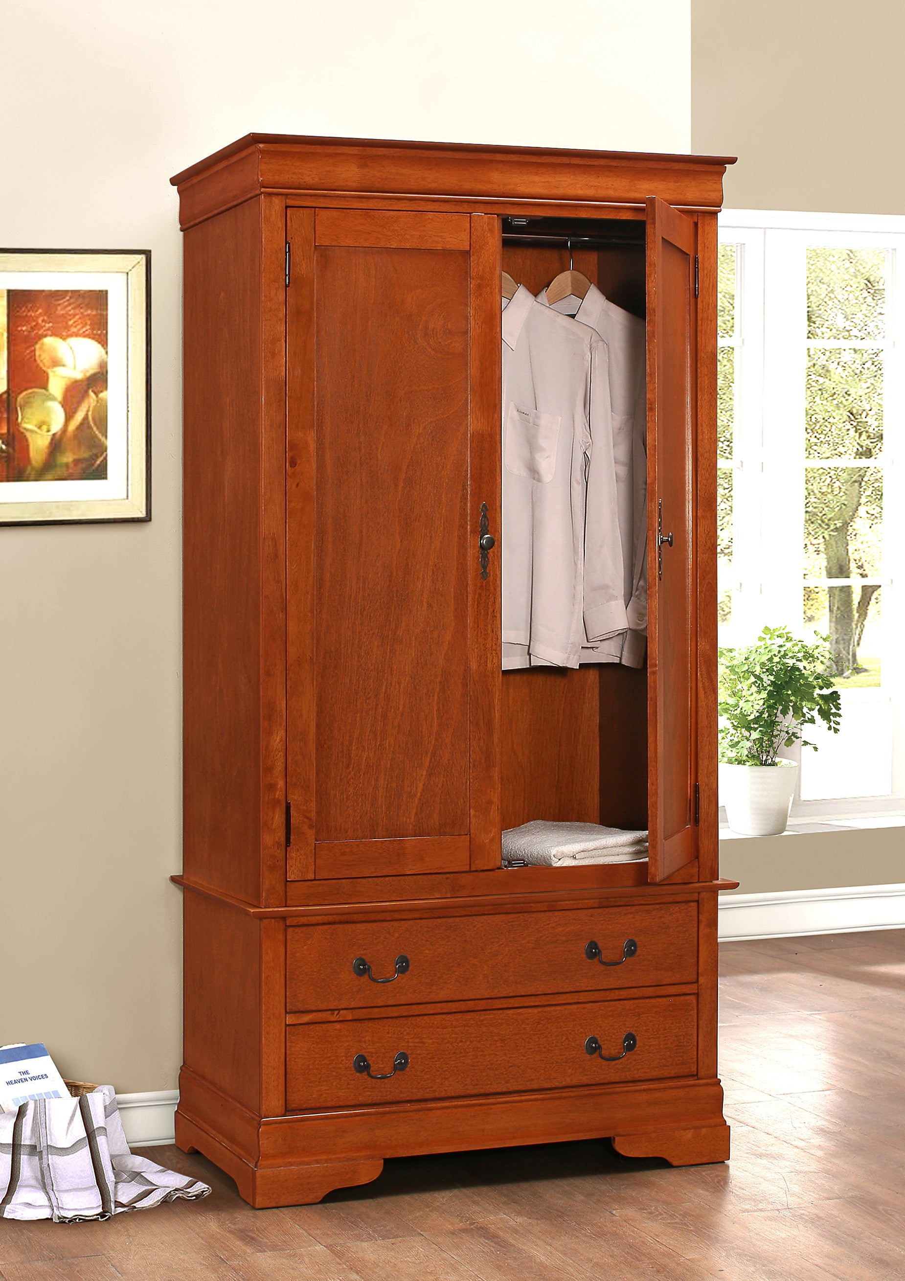 Elegant Solid Oak Armoire: Timeless Storage Solution