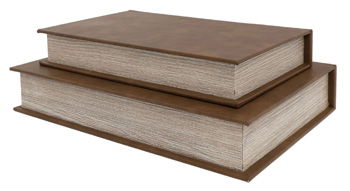 Set of 2 hardcover books with dark brown covers and light beige pages