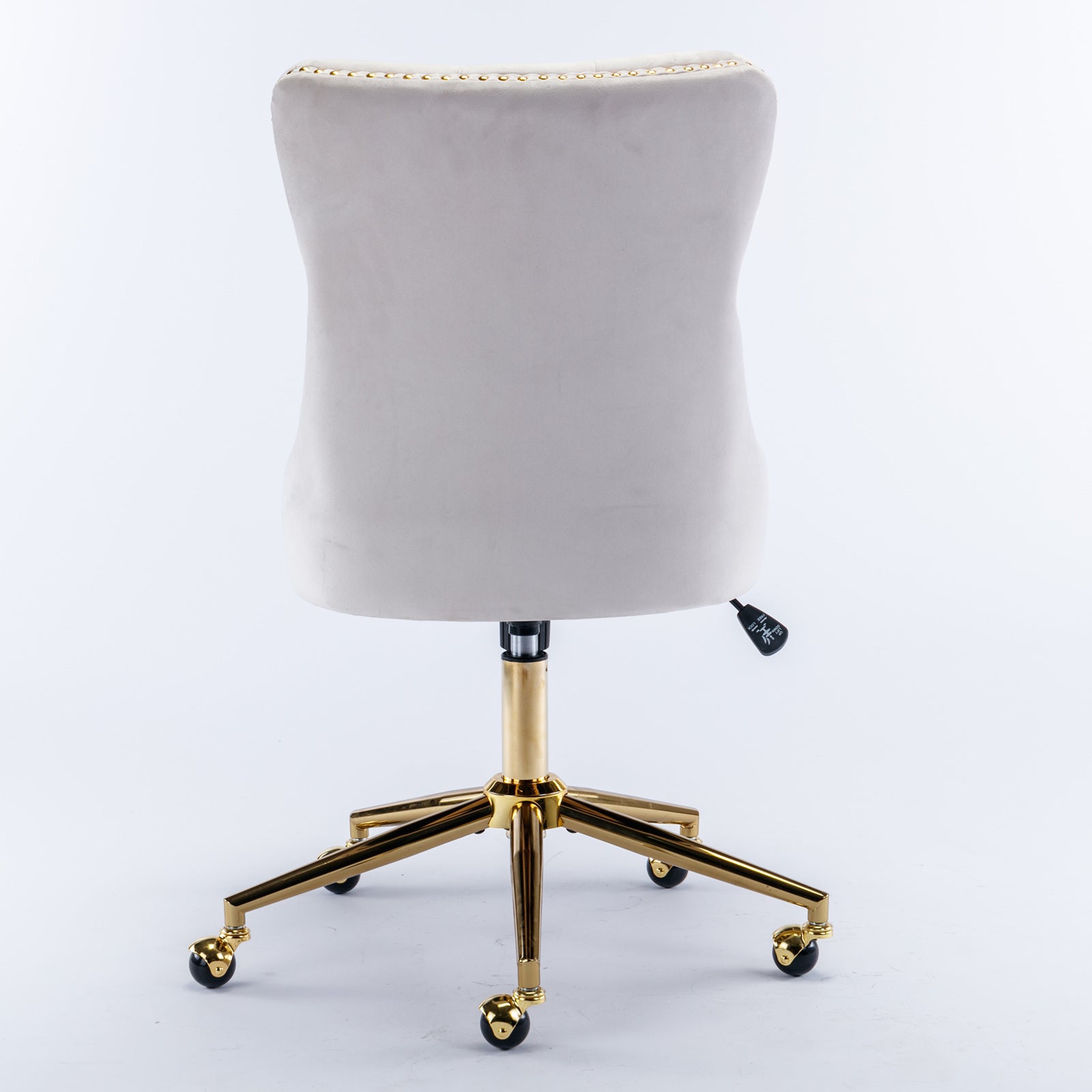 Velvet Tufted Office Chair w/ Gold Base- Beige