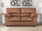 WillowBend loveseat in light brown with pleated back cushions and rolled armrests