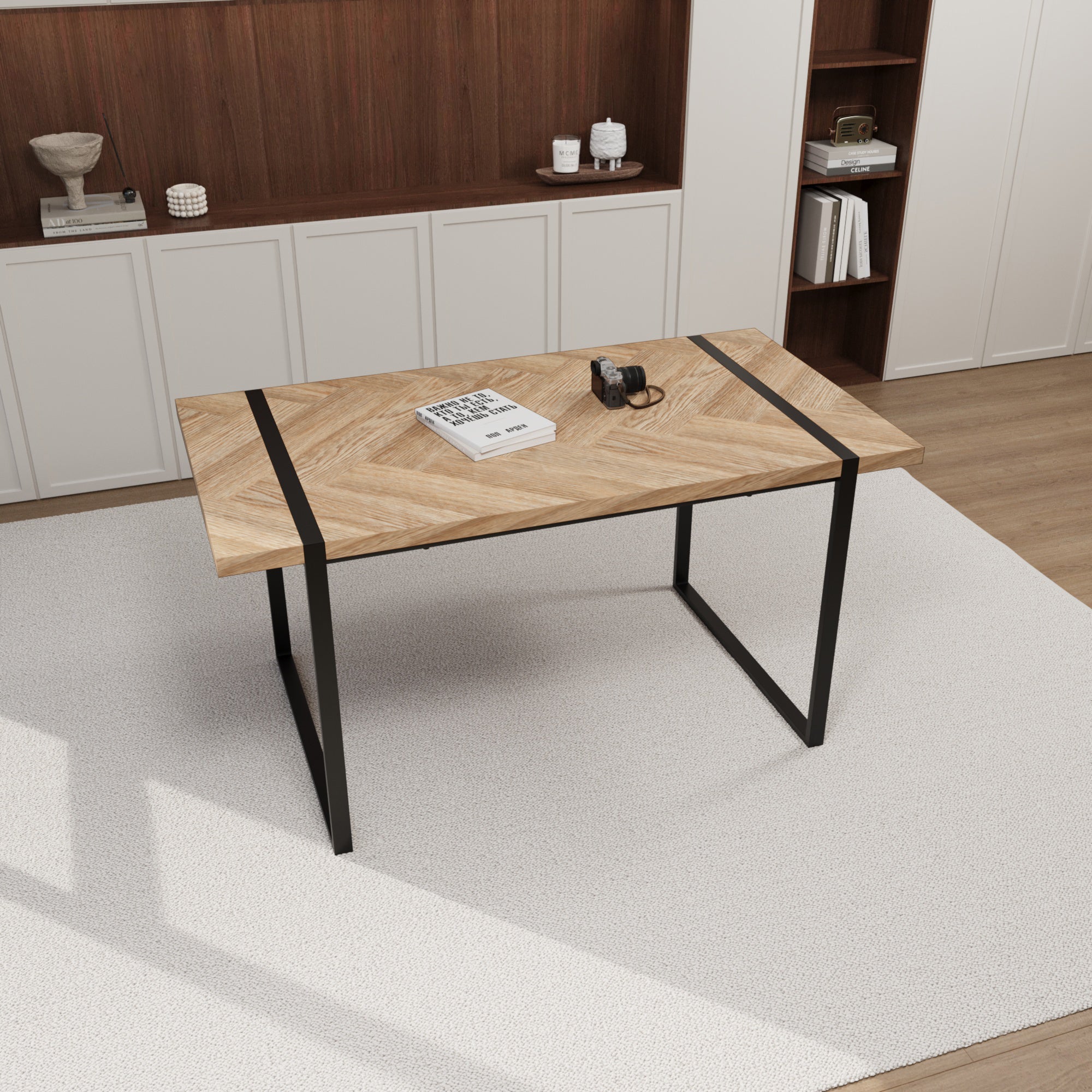 59" Dining Table Set, 4-Piece Industrial Kitchen Table