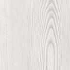 White wood-grain dresser panel with curved metal pull
