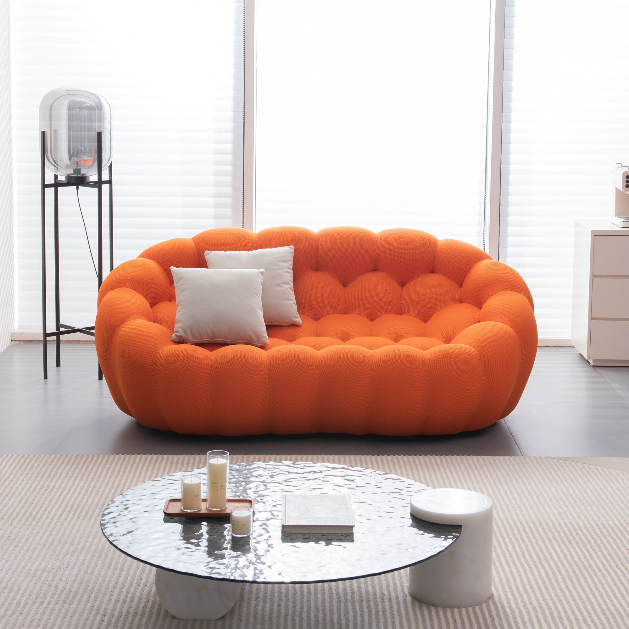 Modern Bubble Floor Couch For Living Room, Orange
