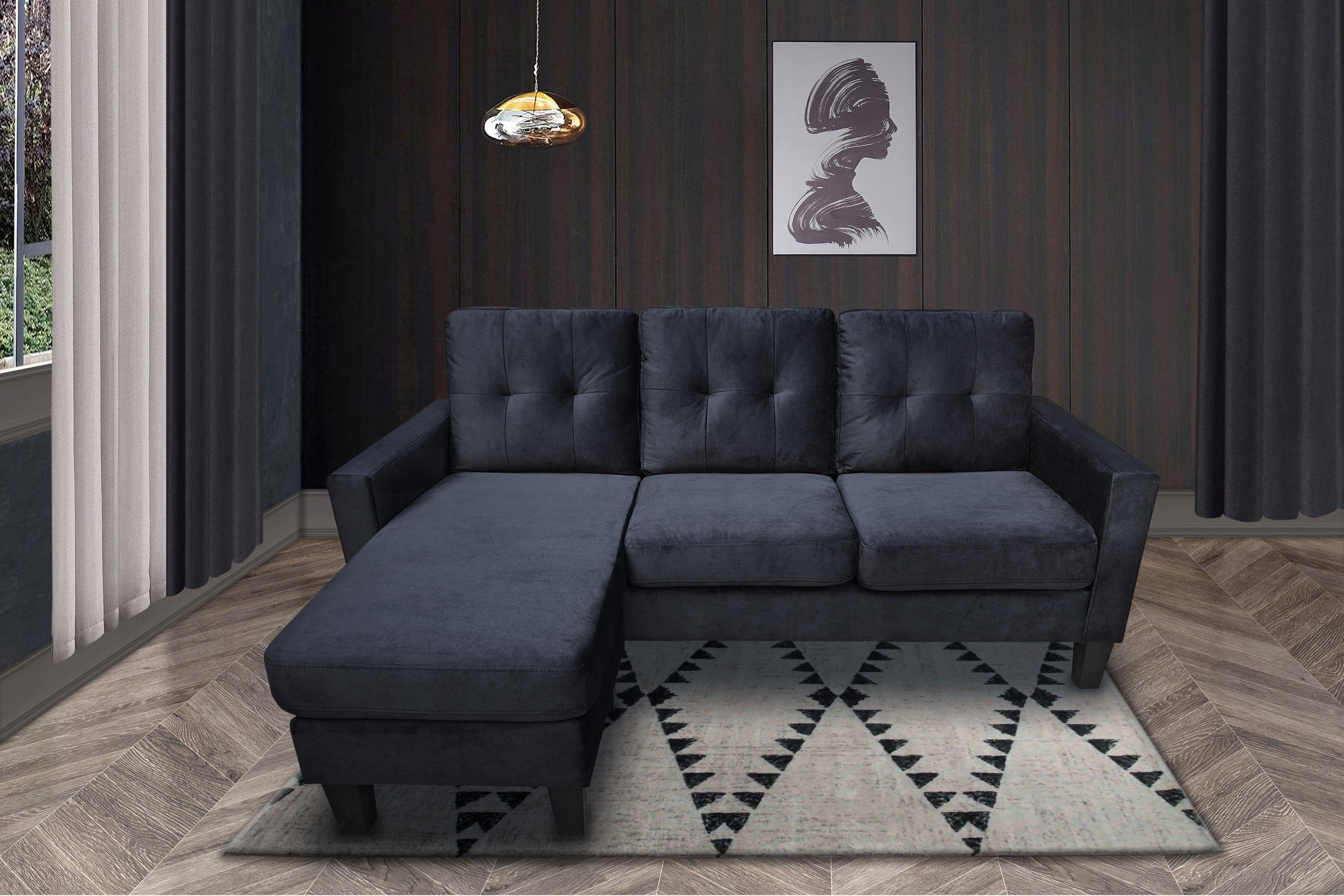 Everett - Velvet Reversible Sectional Sofa Chaise