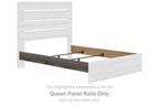 Queen panel bed rails, dark brown and gray wood