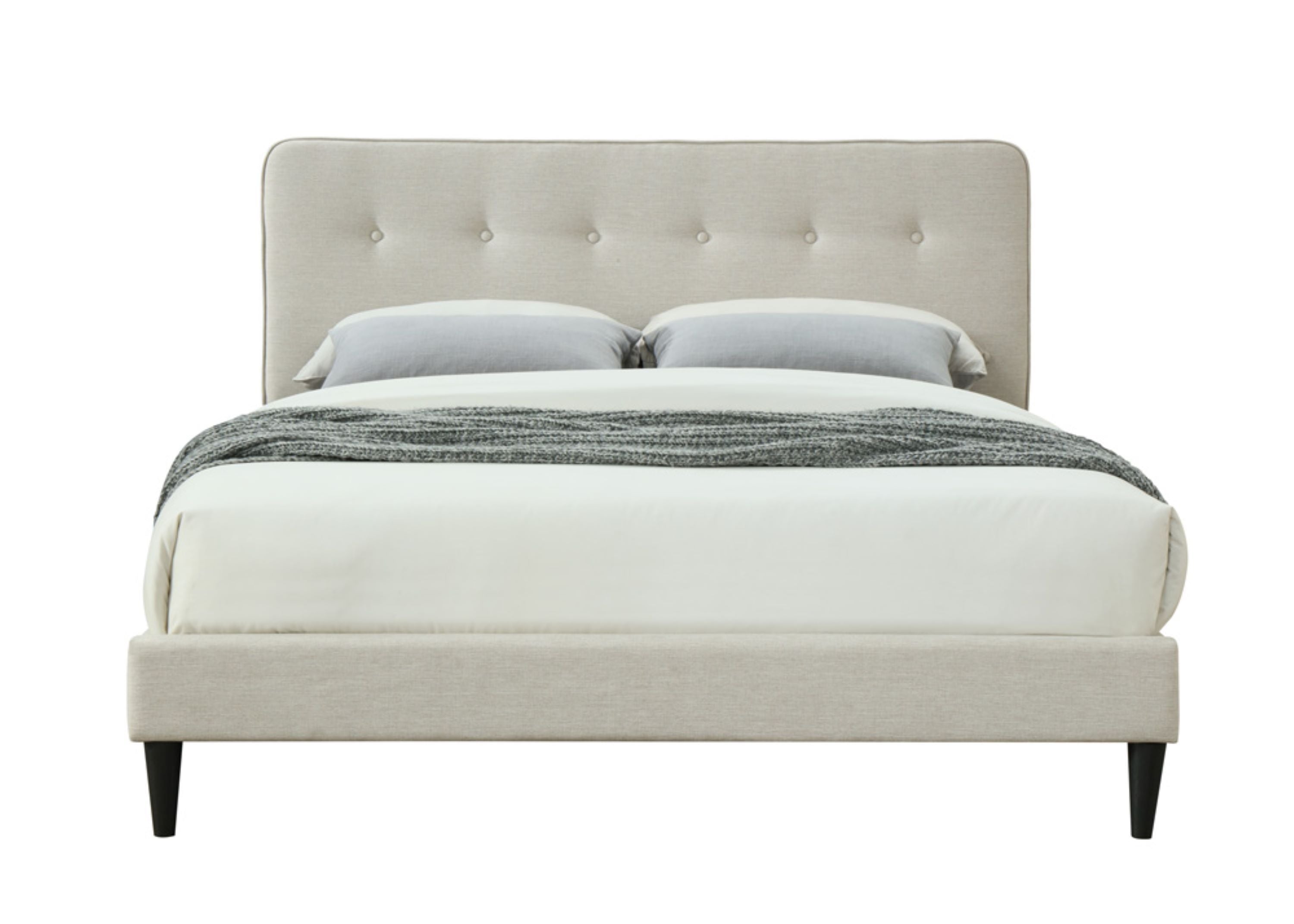 King Upholstered Bed Frame w/ USB Port - Easy Setup Box