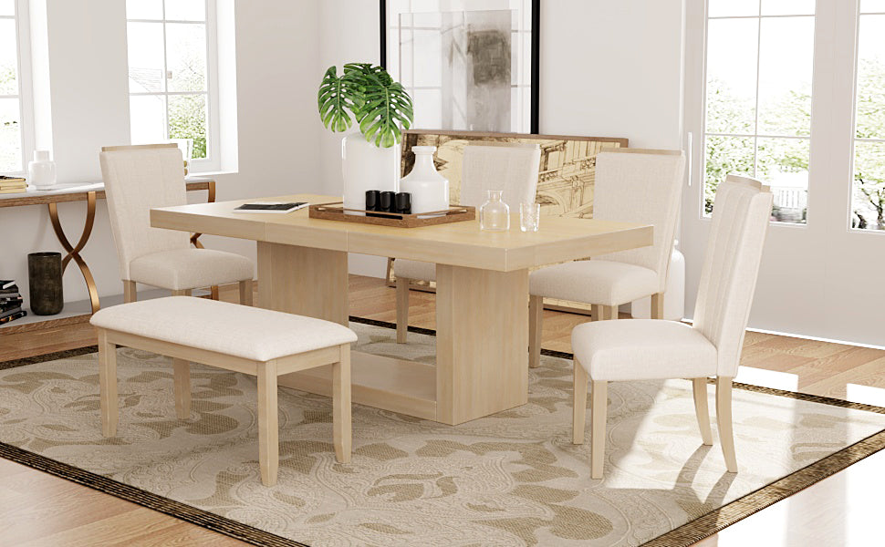 78" Extendable Dining Table Set, 6-Piece
