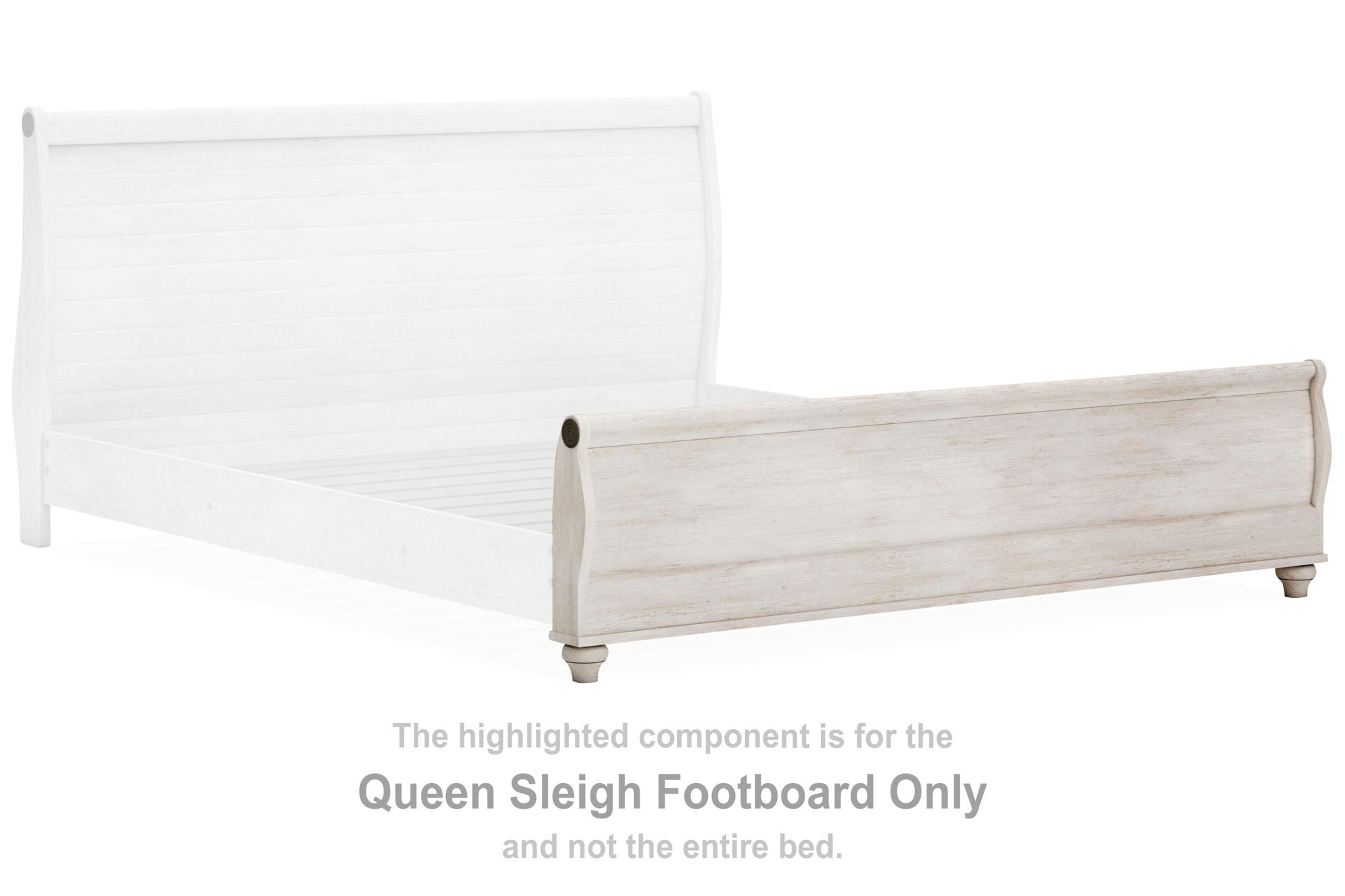 Willowton queen sleigh footboard in whitewash with faux plank design