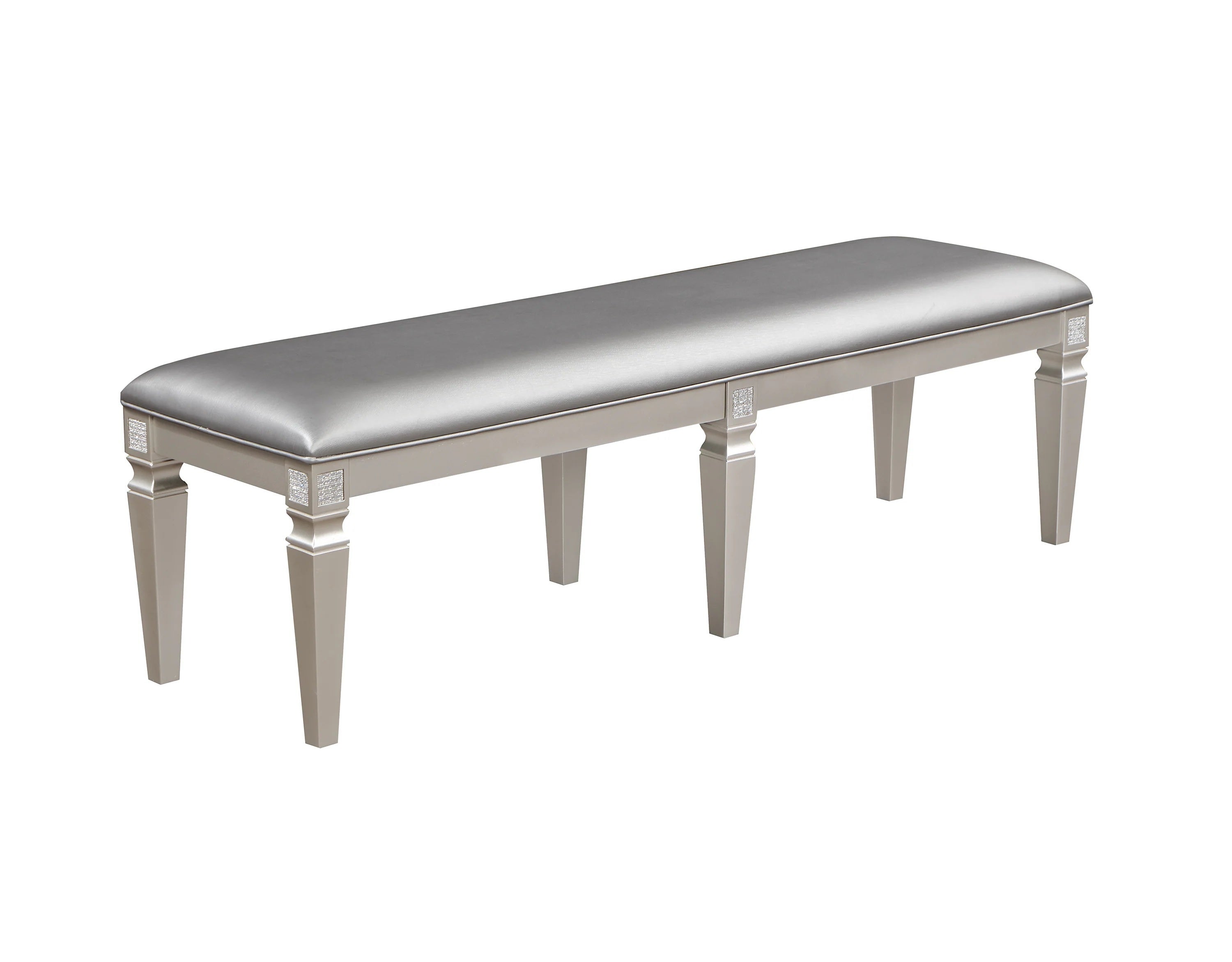 Modern Glam Silver Gray Upholstered Bench for Bedroom Living