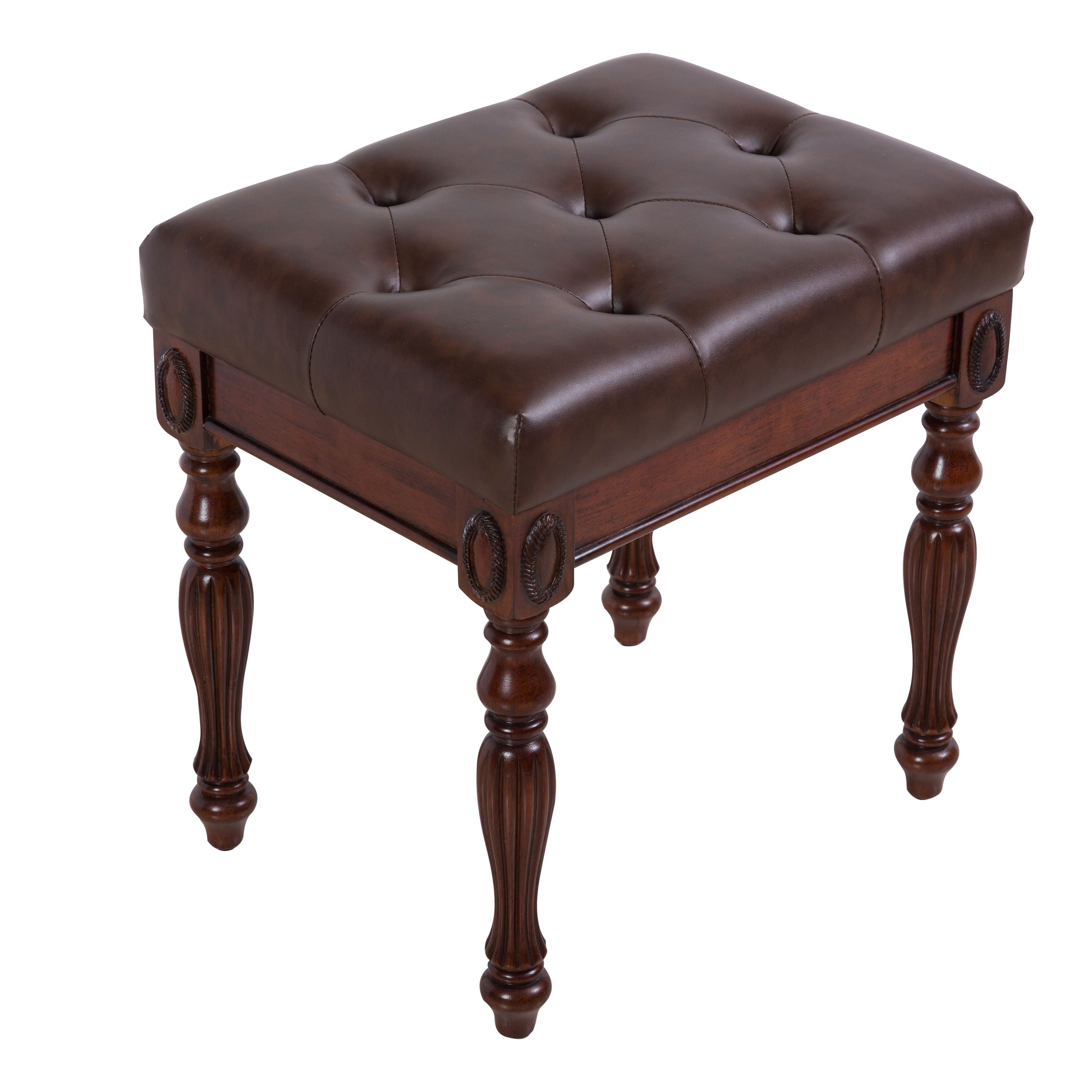 American Solid Wood High Elastic Shoe Changing Stool (Brown)