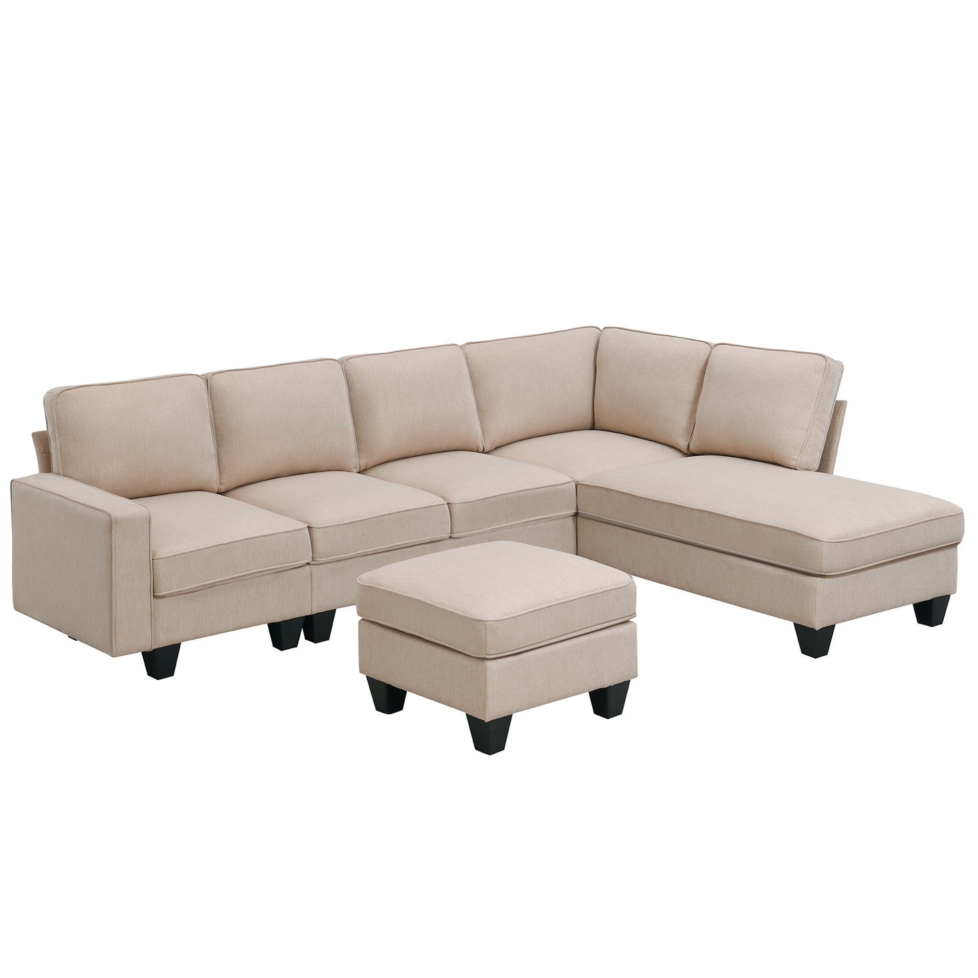 104" Modern L-Shaped Modular Sectional Sofa - Chaise & Ottoman - Brown