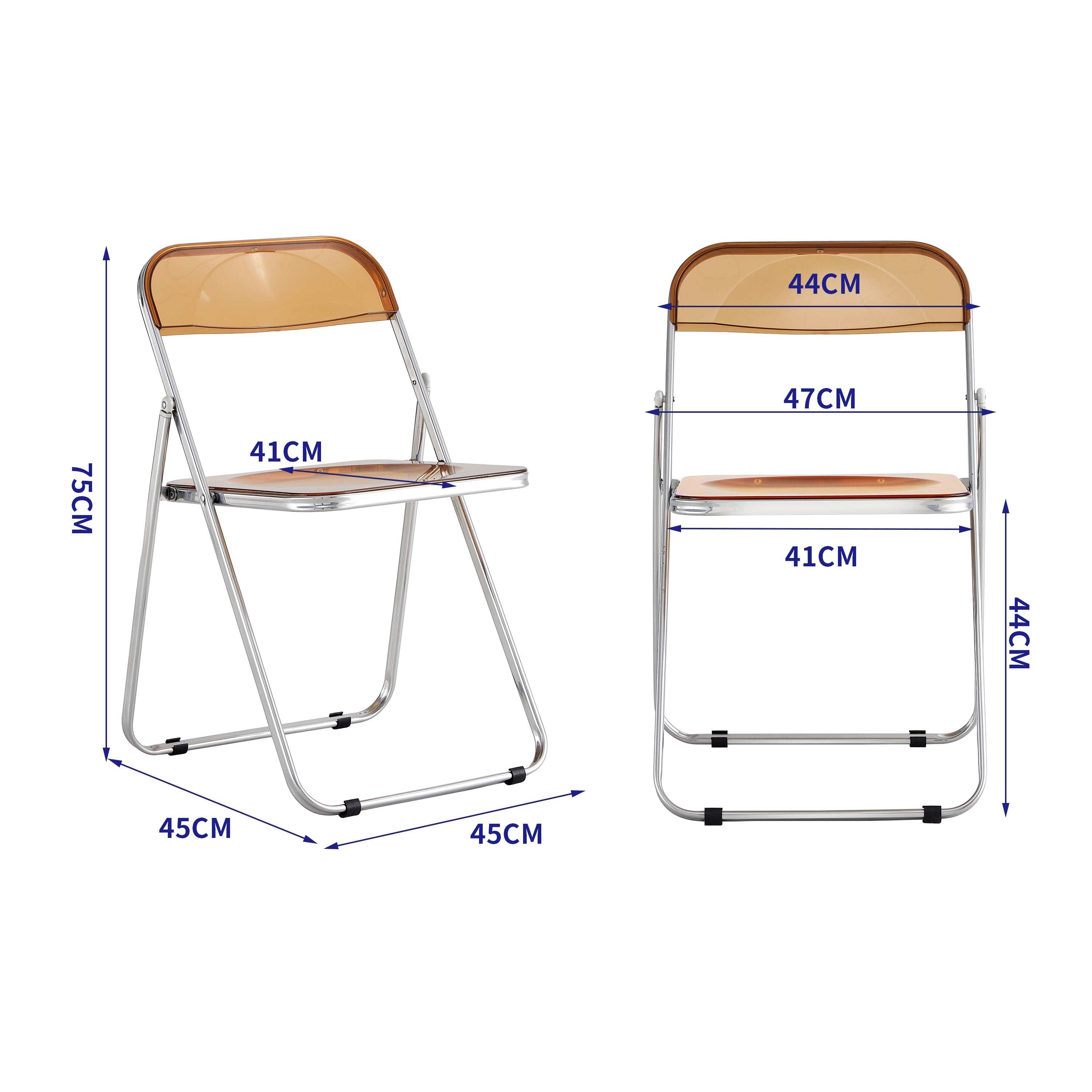 Clear Folding Chair - Transparent Plastic Seat for Living Room