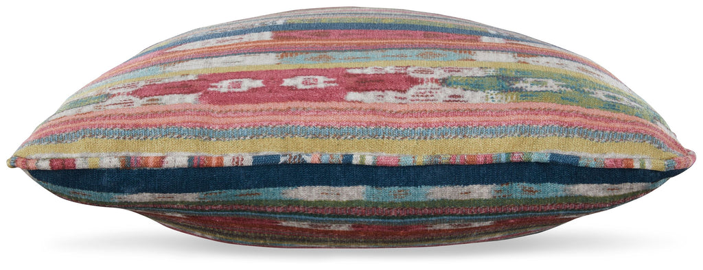 Orensburgh striped pillow viewed from the side with rounded edge