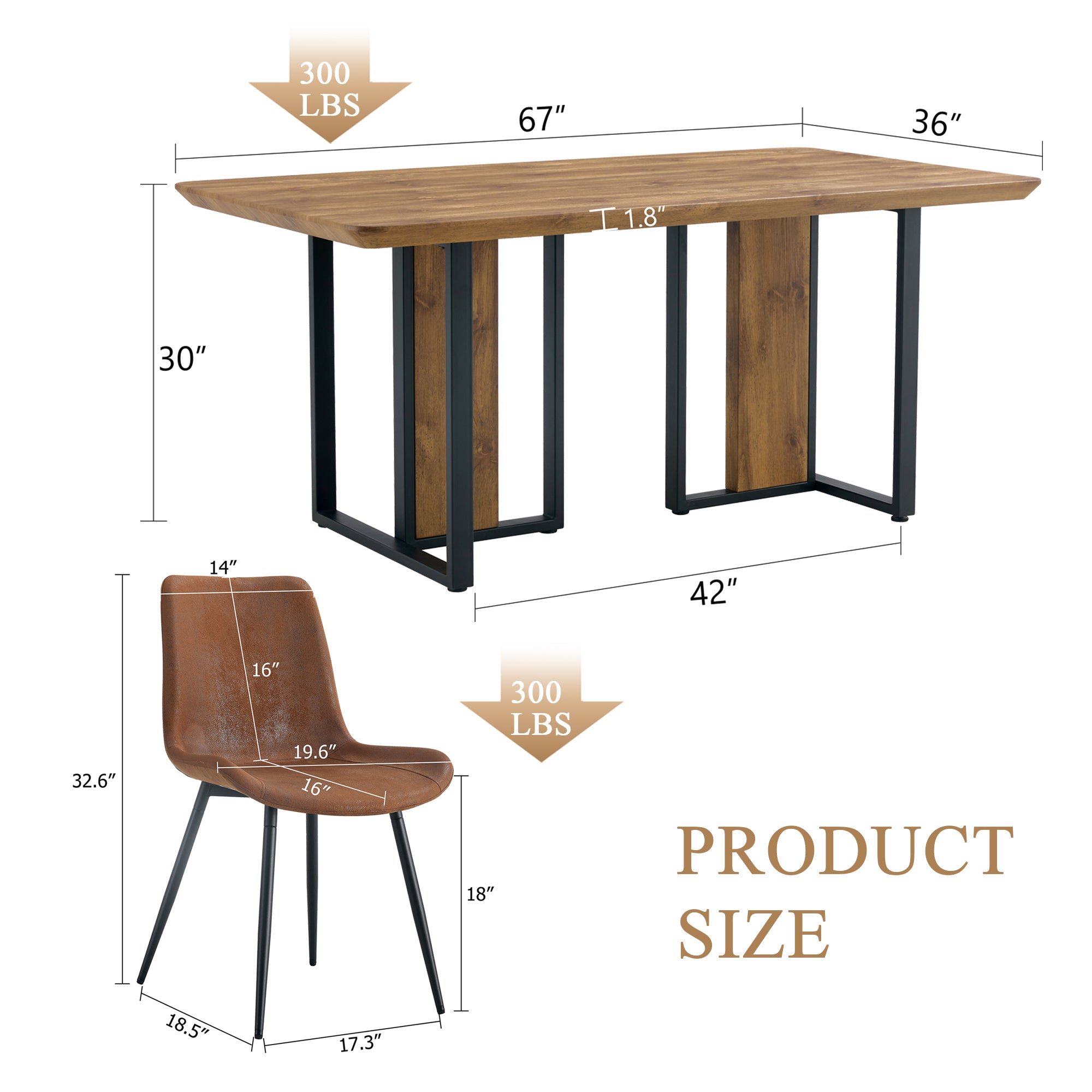 70" Dining Table Set w/ 4 Chairs