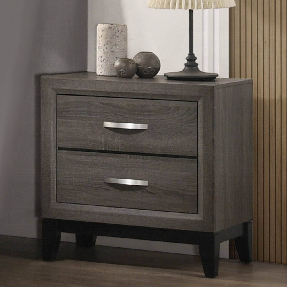 Weathered Grey 2-Drawer Nightstand - Rustic Bedroom Storage
