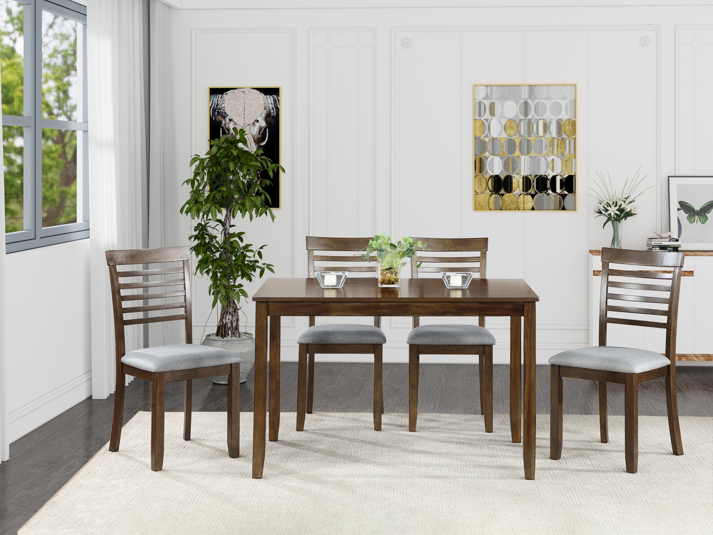 5 Pc Modern Dining Set w/ Chairs