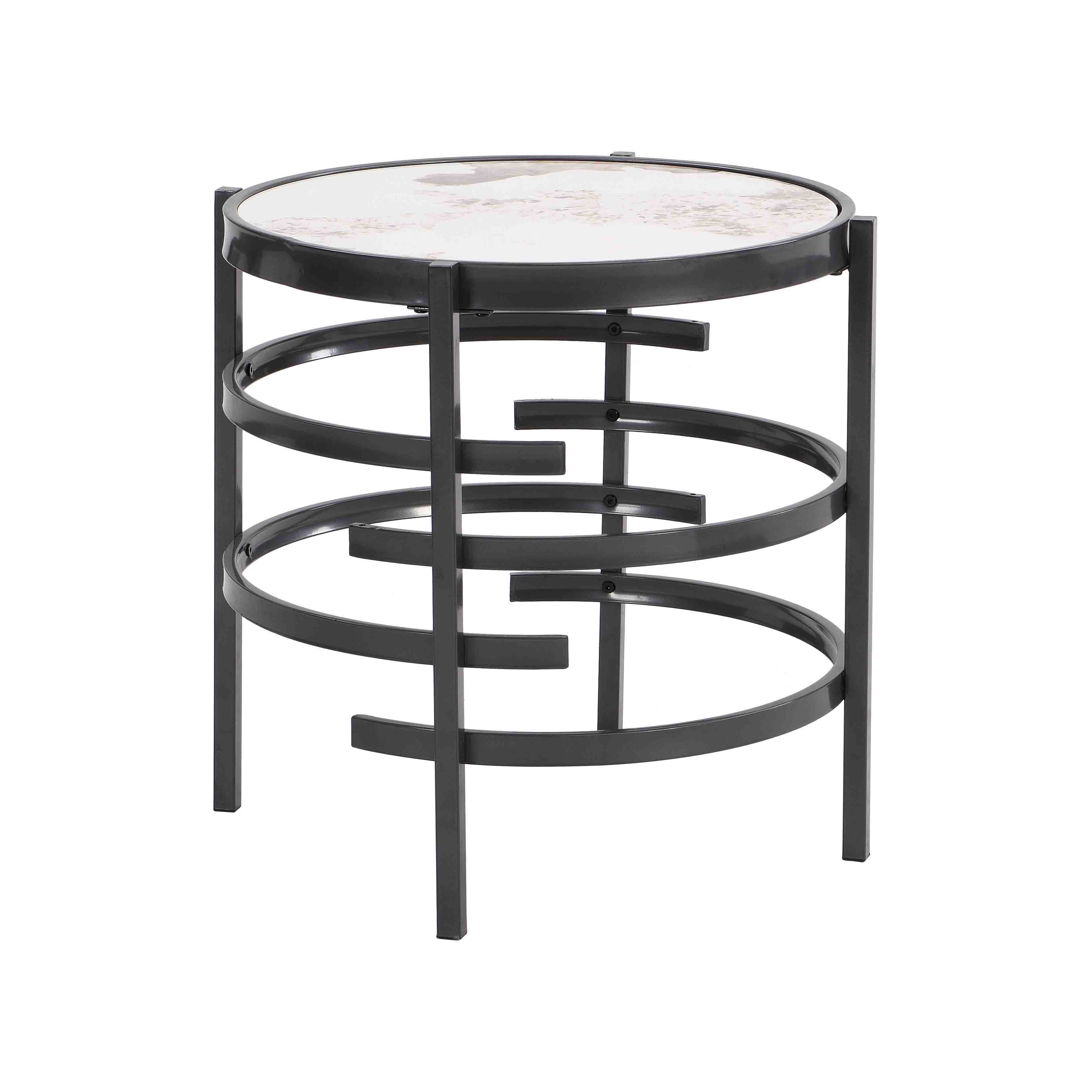 Elegant Pandora Sintered Stone End Table - Darker Gray Small Coffee Table For Living Room