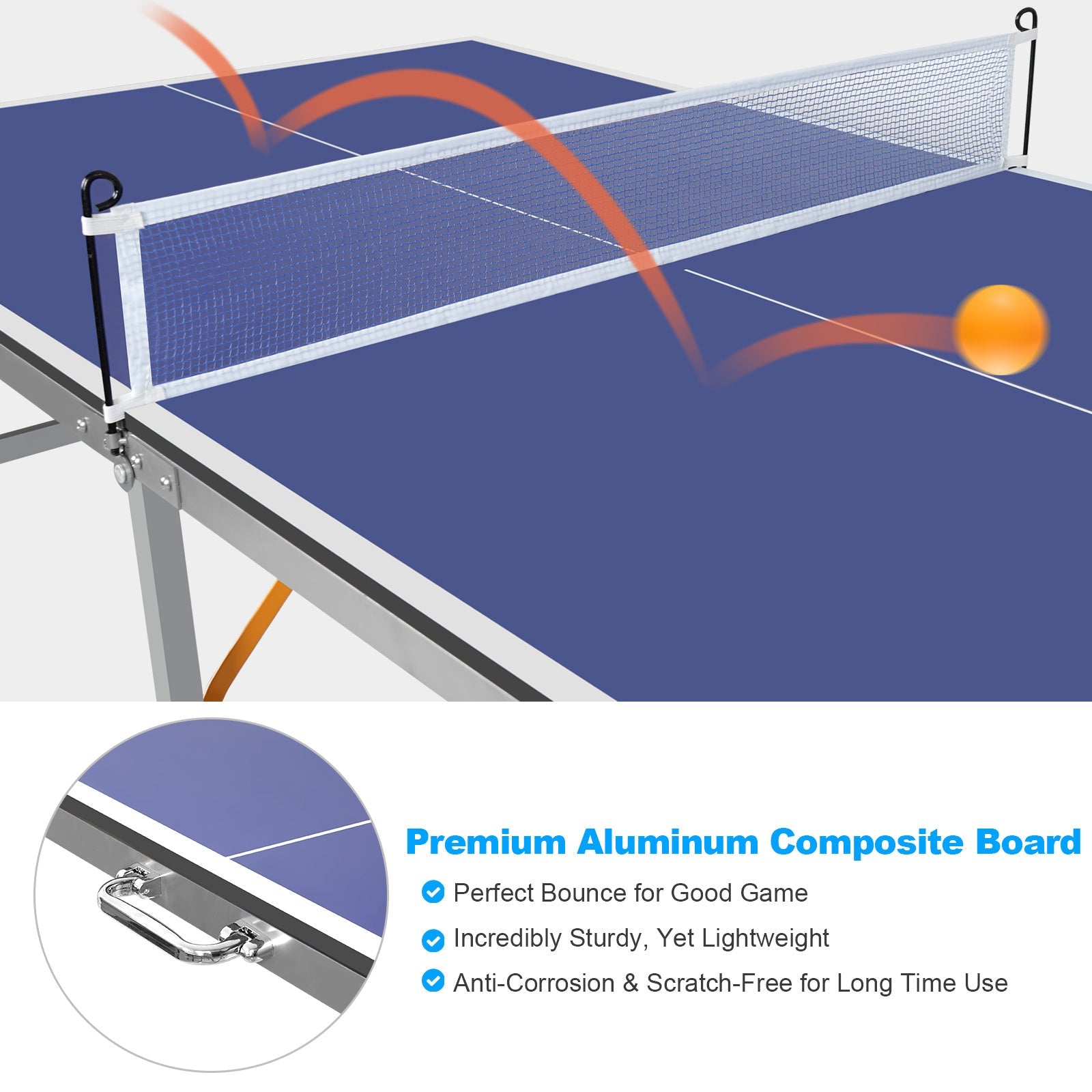 6ft Mid-Size Foldable Table Tennis Table Set with Net, Paddles, Balls