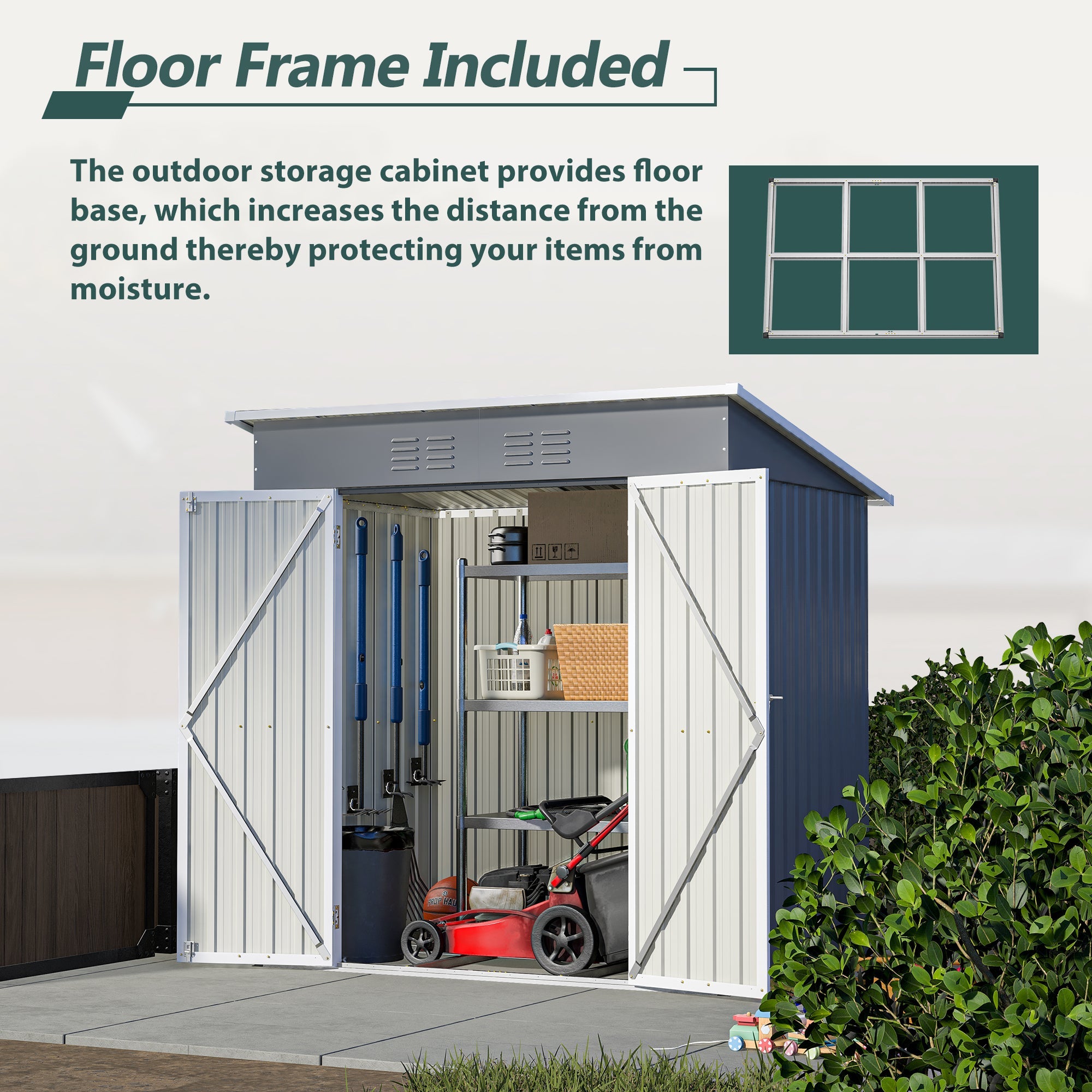 6x4 Metal Storage Shed - Lockable Outdoor Garden Shed-American Furniture Outlet