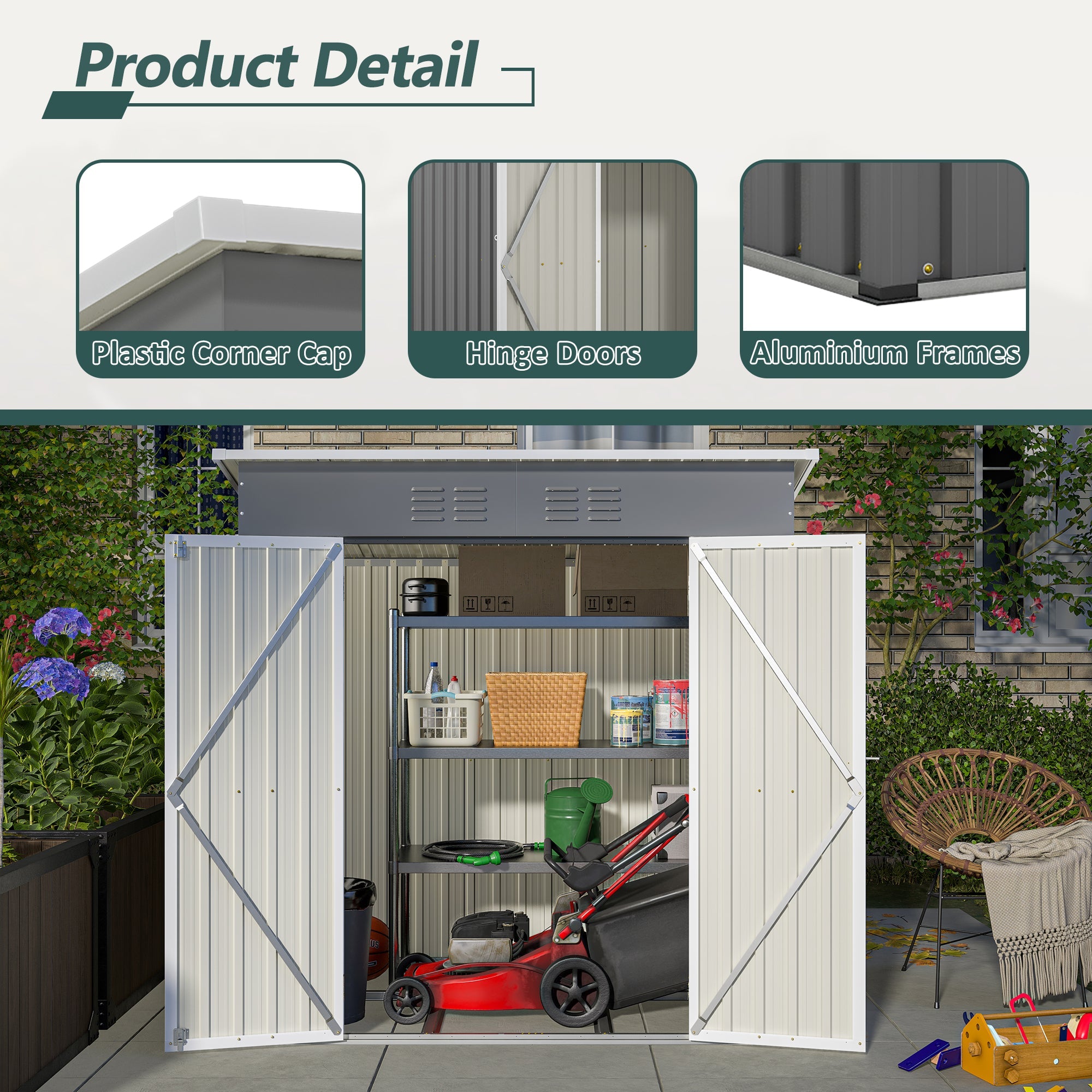 6x4 Metal Storage Shed - Lockable Outdoor Garden Shed-American Furniture Outlet