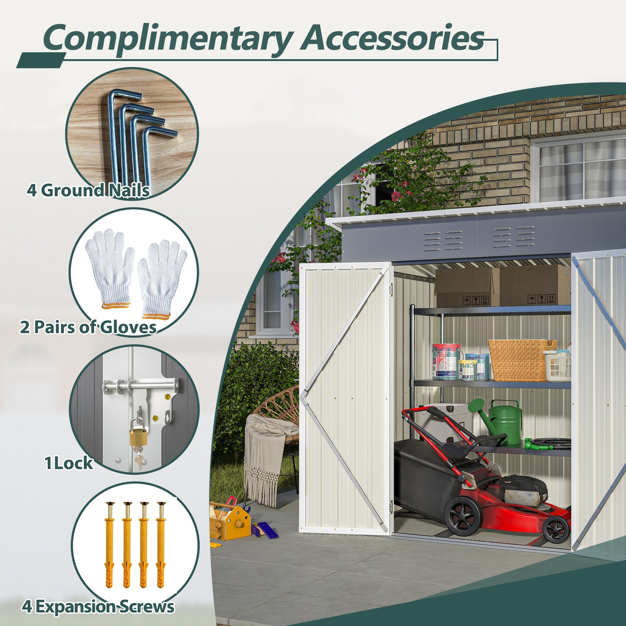 6x4 Metal Storage Shed - Lockable Outdoor Garden Shed-American Furniture Outlet