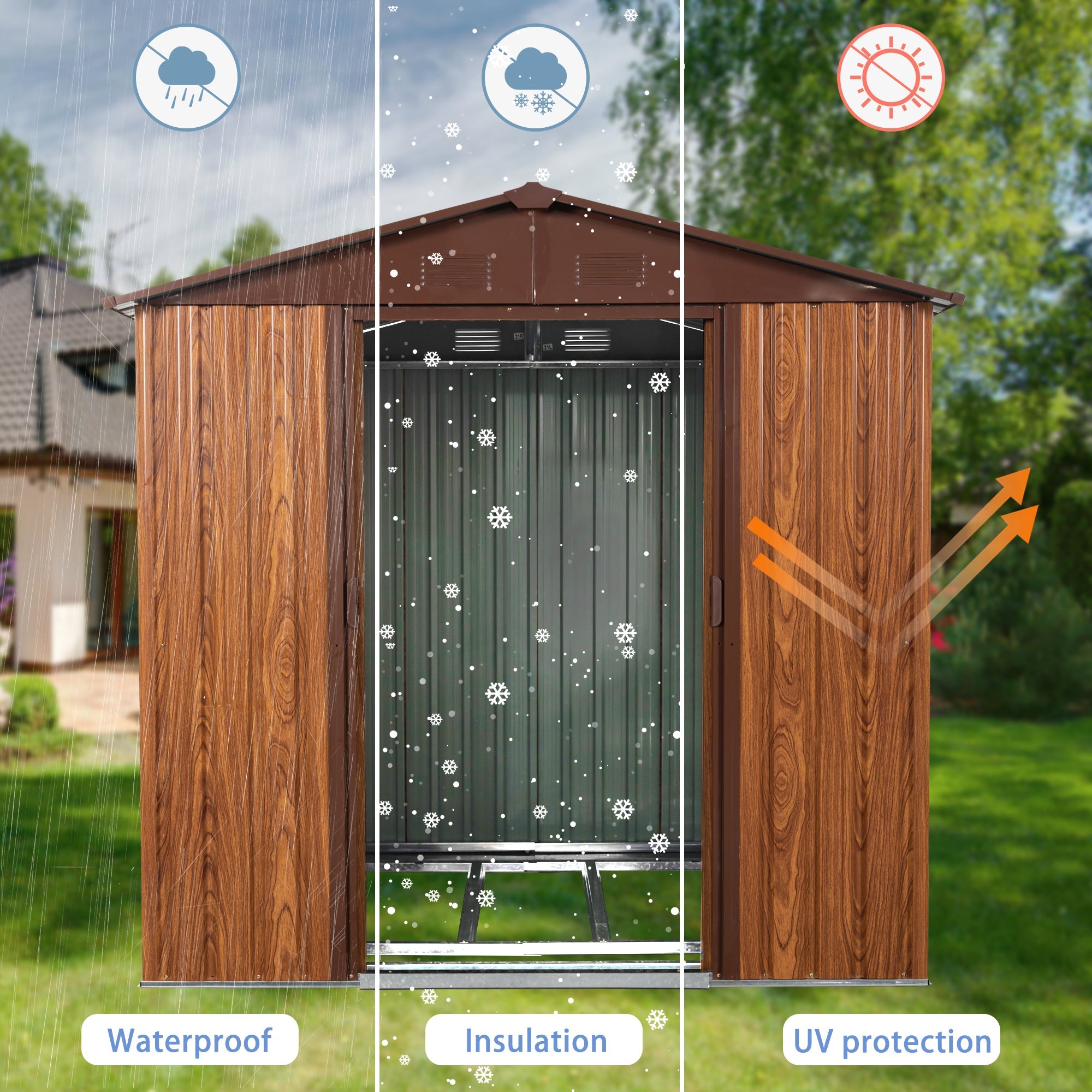6x6 Metal Storage Shed w/ Foundation & Window - [Brand Name]-American Furniture Outlet