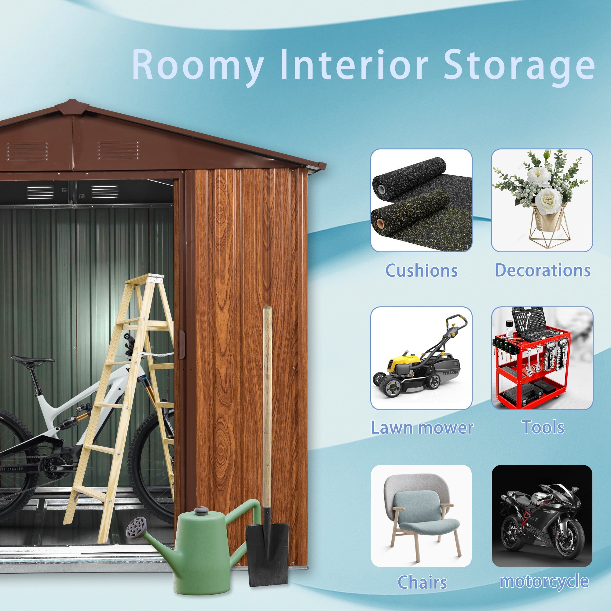 6x6 Metal Storage Shed w/ Foundation & Window - [Brand Name]-American Furniture Outlet