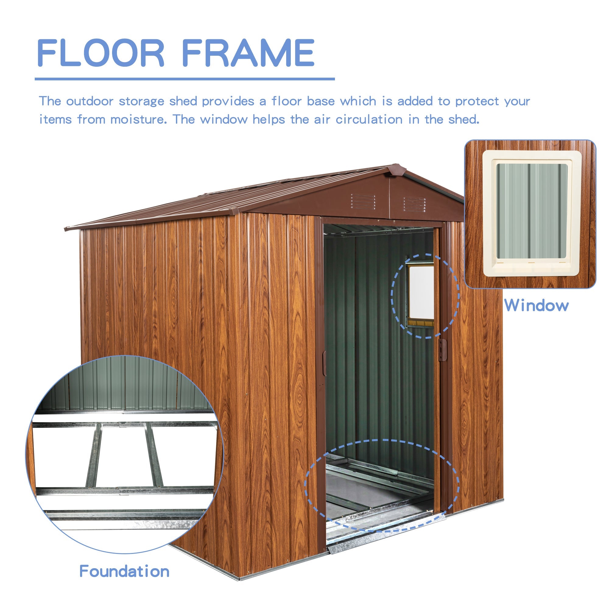 6x6 Metal Storage Shed w/ Foundation & Window - [Brand Name]-American Furniture Outlet