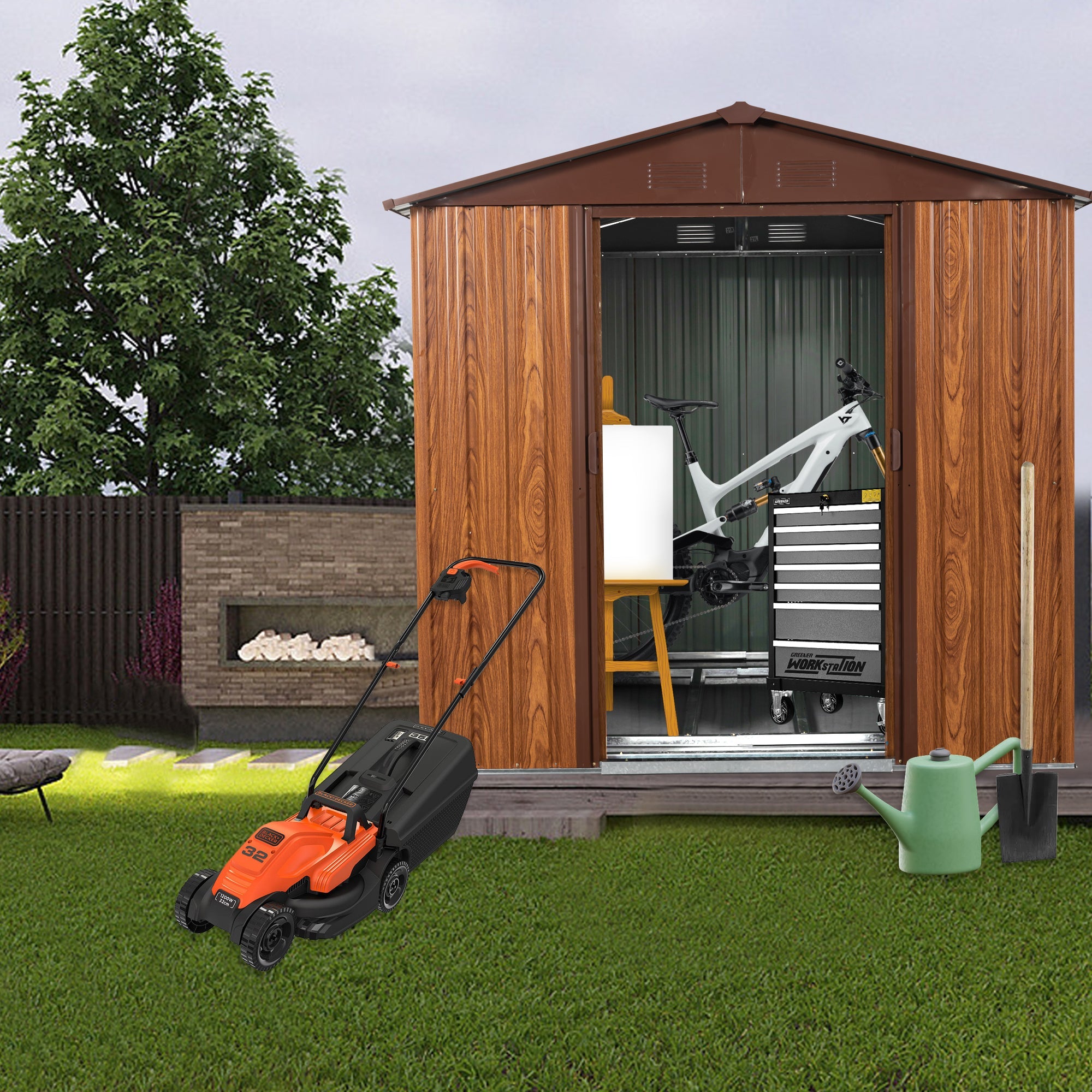 6x6 Metal Storage Shed w/ Foundation & Window - [Brand Name]-American Furniture Outlet