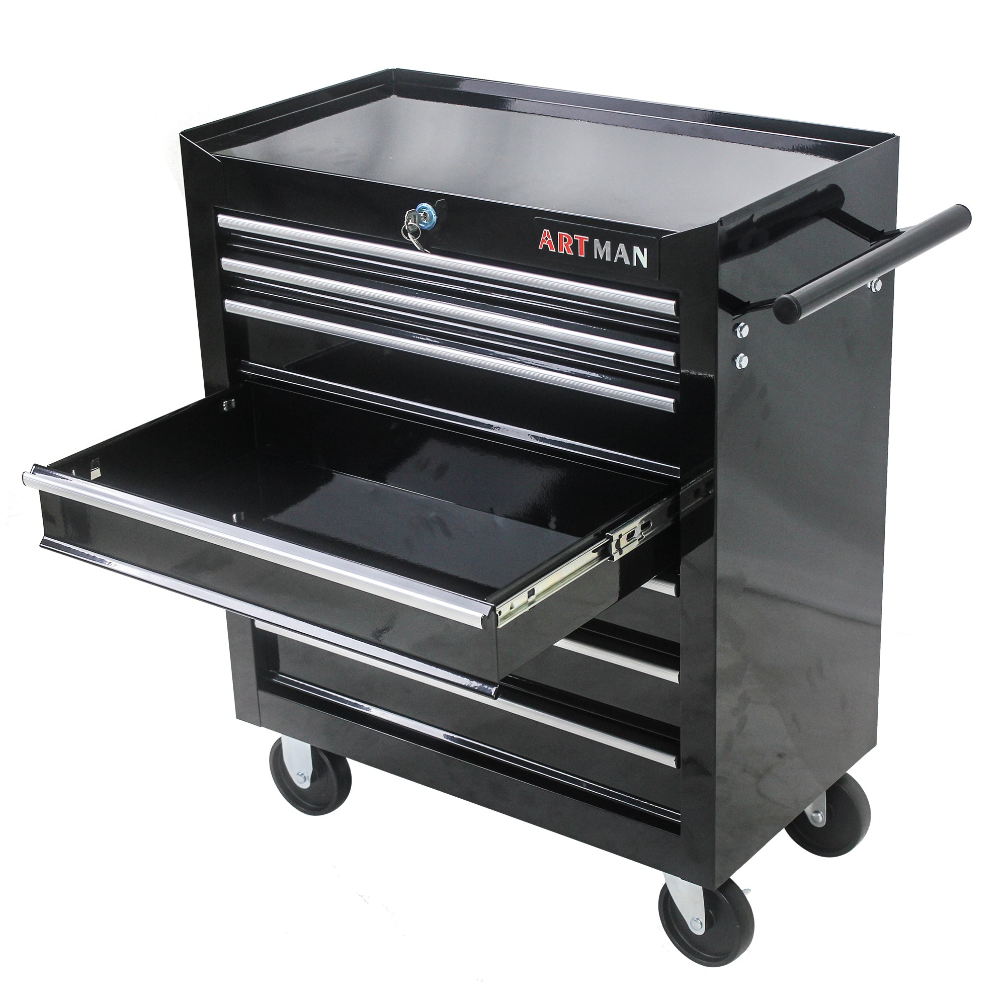 7-Drawer Multifunctional Tool Cart with Wheels - Black | Organize Tools Efficiently | Portable & Versatile-American Furniture Outlet