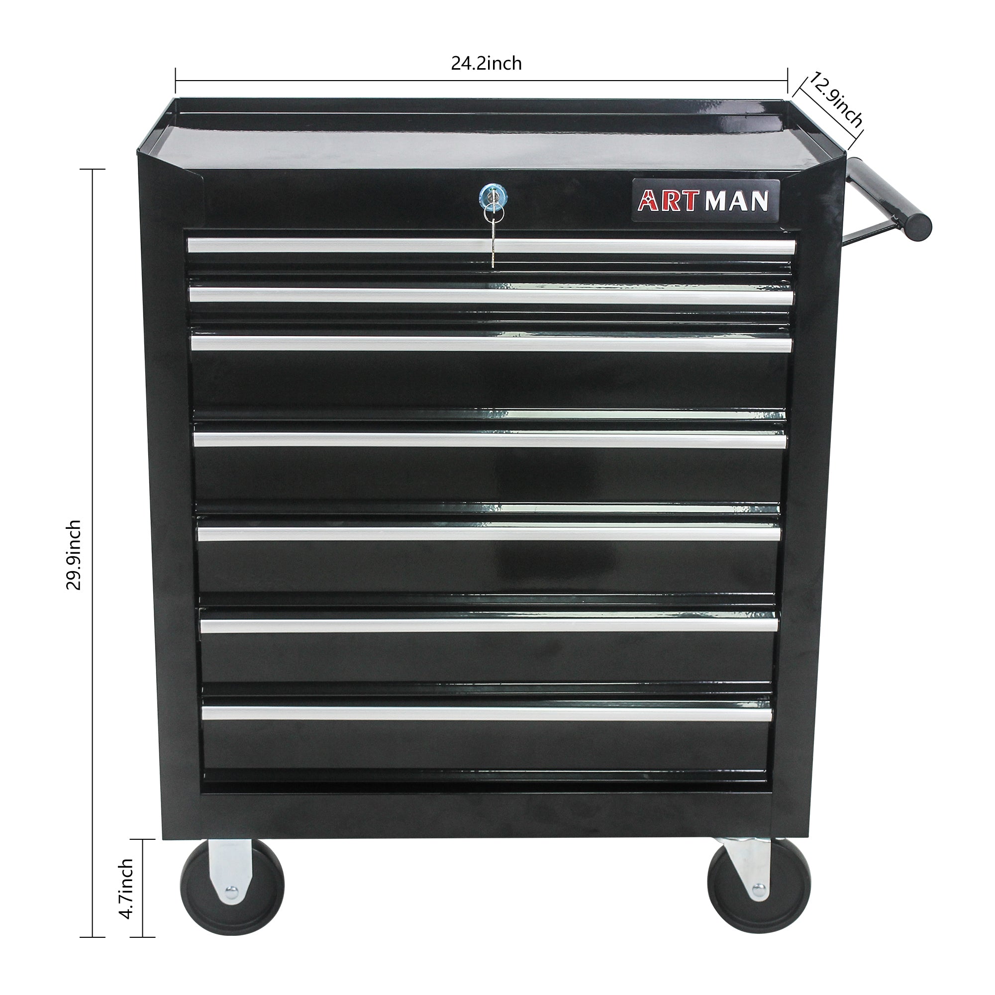 7-Drawer Multifunctional Tool Cart with Wheels - Black | Organize Tools Efficiently | Portable & Versatile-American Furniture Outlet