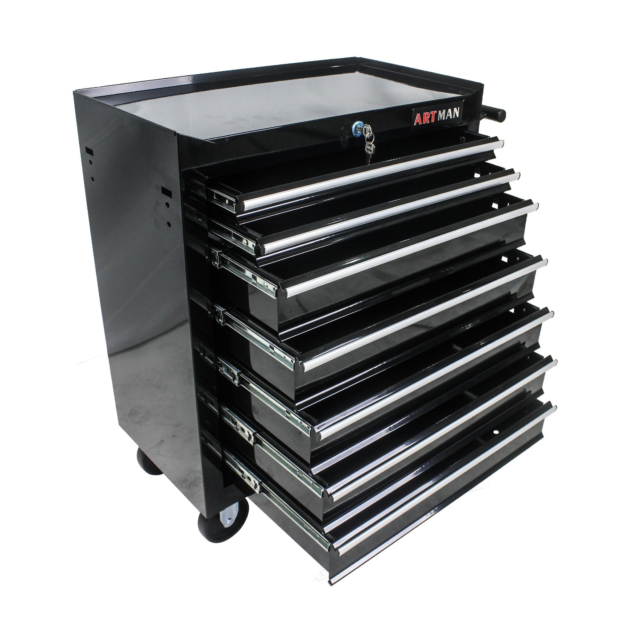 7-Drawer Multifunctional Tool Cart with Wheels - Black | Organize Tools Efficiently | Portable & Versatile-American Furniture Outlet
