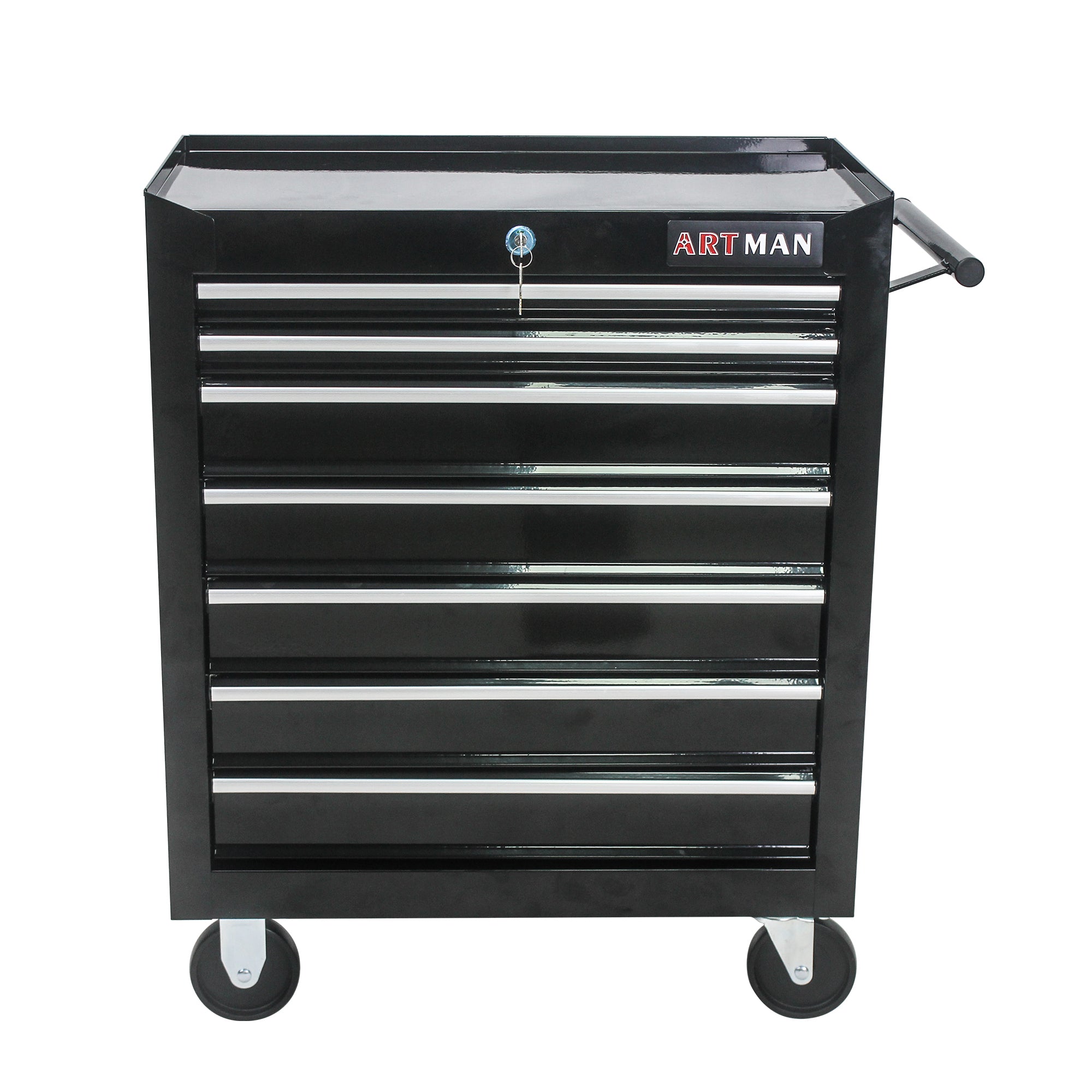 7-Drawer Multifunctional Tool Cart with Wheels - Black | Organize Tools Efficiently | Portable & Versatile-American Furniture Outlet