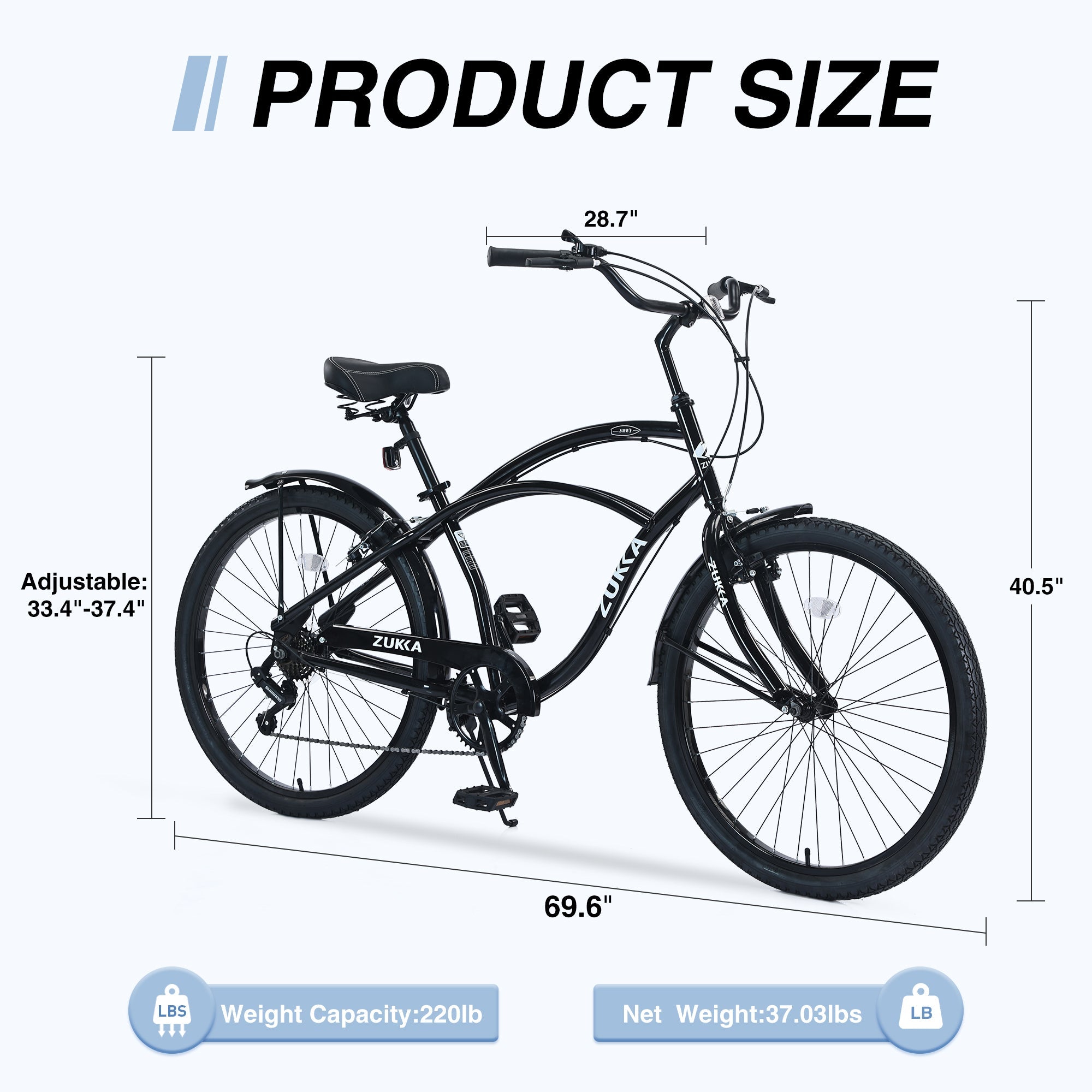 7 Speed Men's Beach Cruiser Bike - 26 Inch, Multiple Colors-American Furniture Outlet