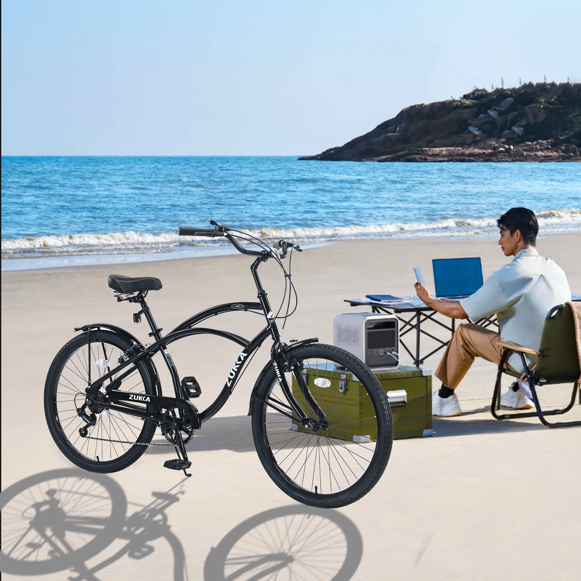 7 Speed Men's Beach Cruiser Bike - 26 Inch, Multiple Colors-American Furniture Outlet