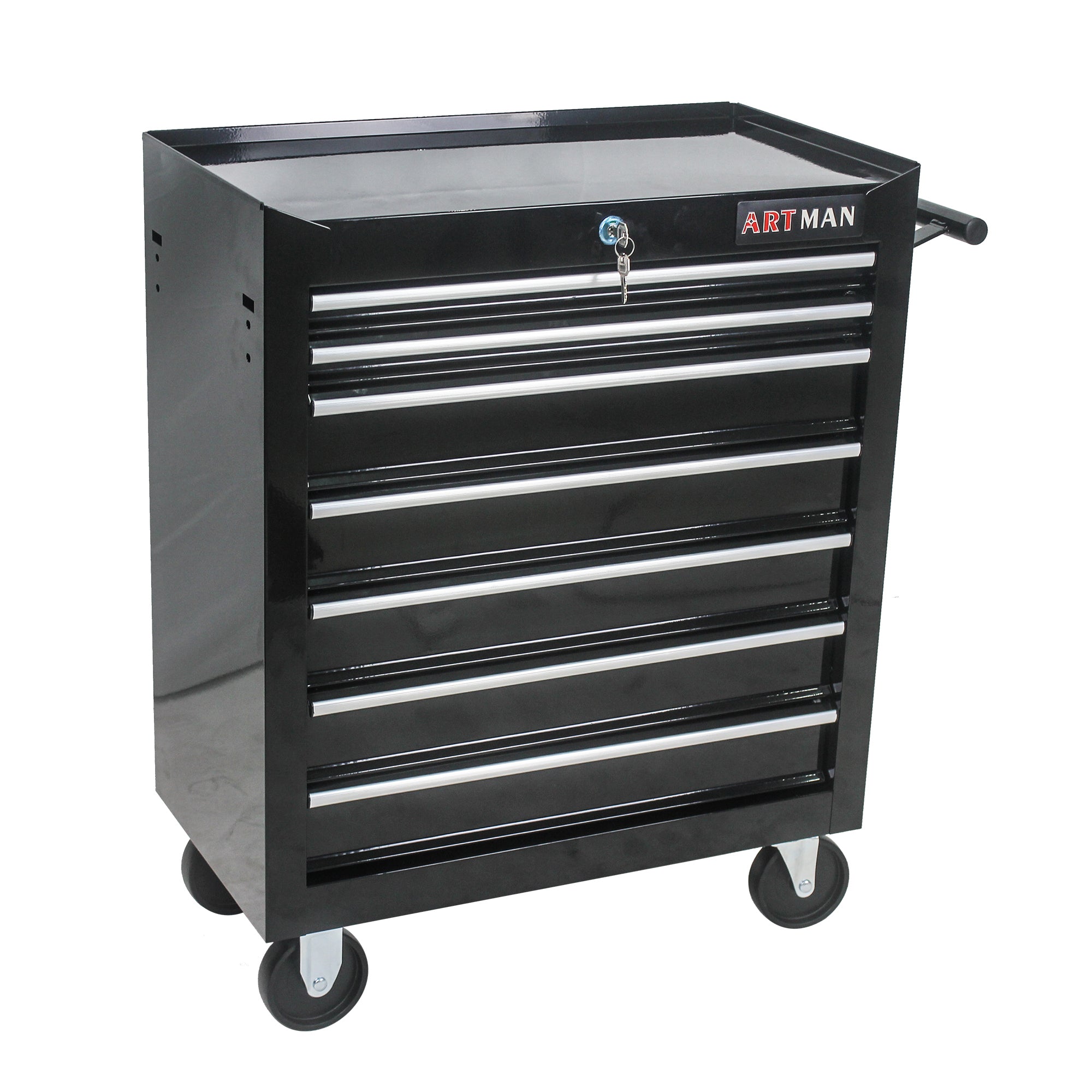 7-Drawer Multifunctional Tool Cart with Wheels - Black | Organize Tools Efficiently | Portable & Versatile