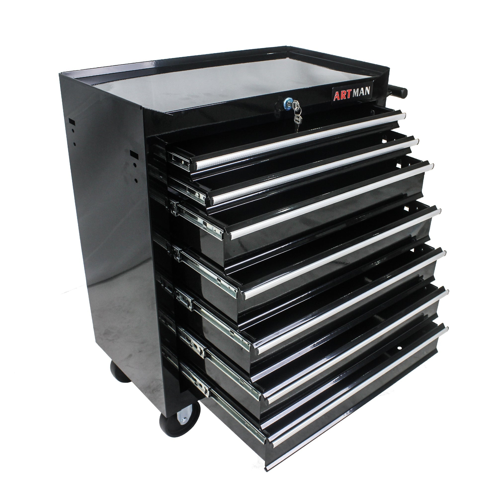 7-Drawer Multifunctional Tool Cart with Wheels - Black | Organize Tools Efficiently | Portable & Versatile