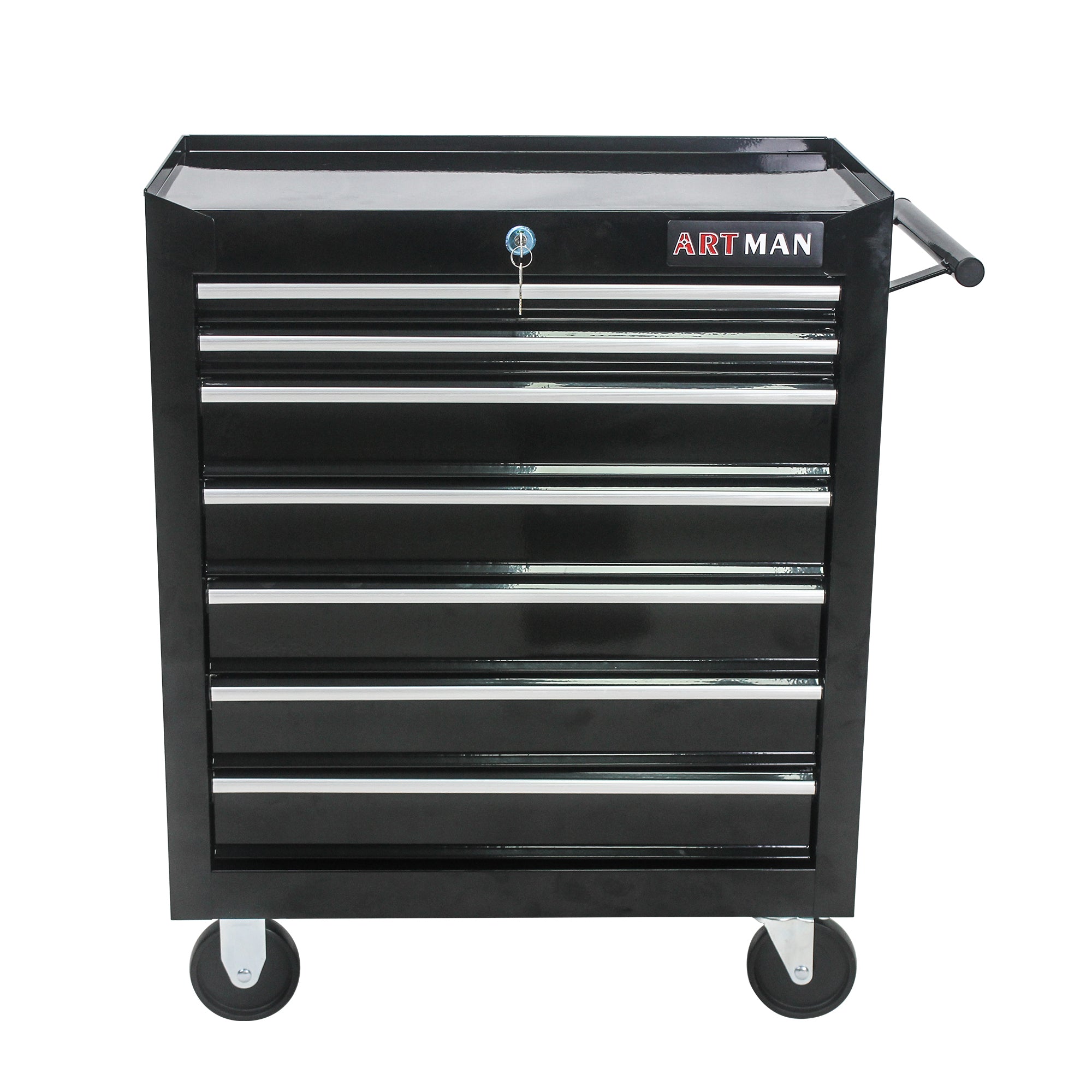 7-Drawer Multifunctional Tool Cart with Wheels - Black | Organize Tools Efficiently | Portable & Versatile