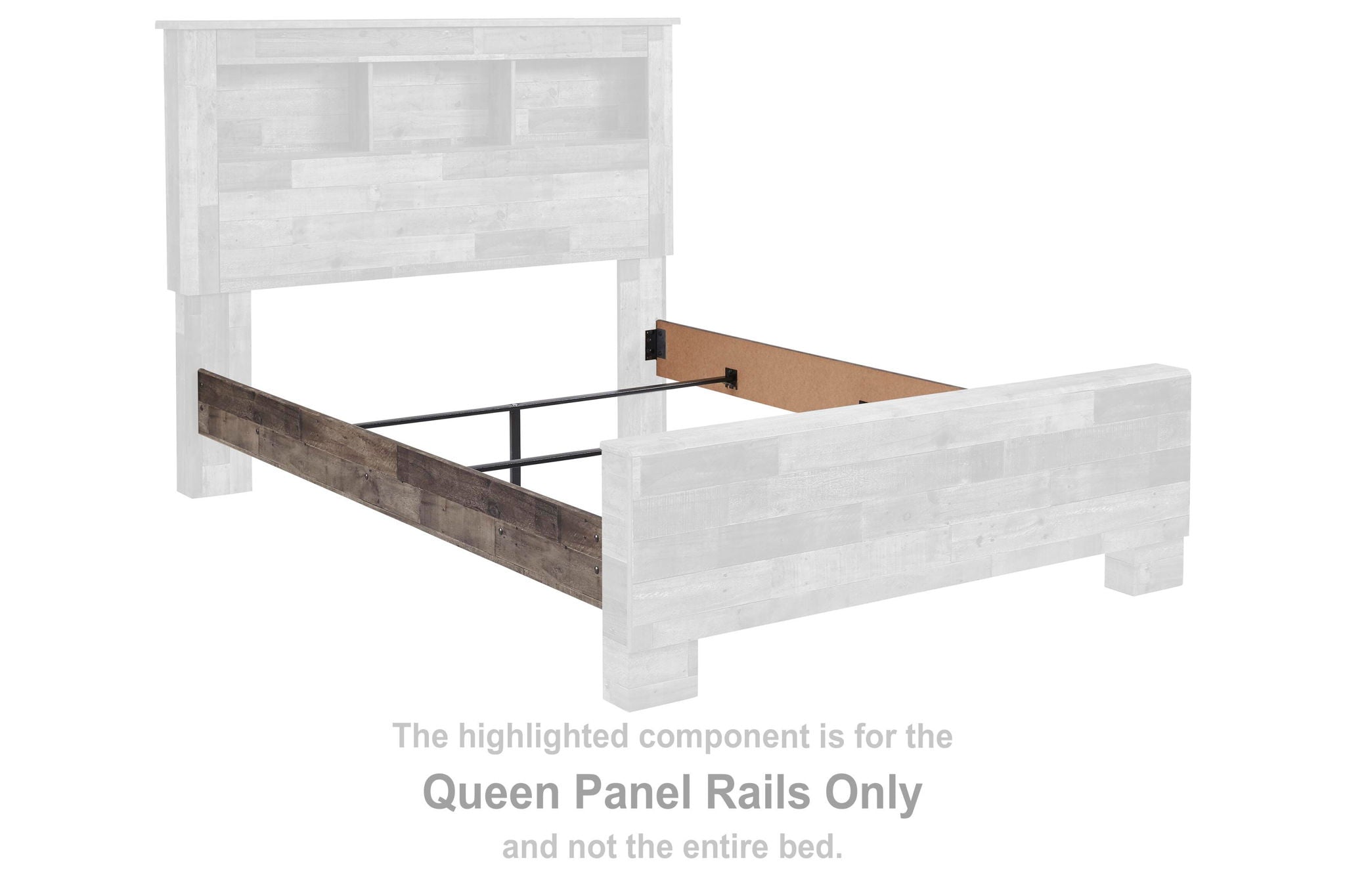 Multi gray panel bed rails with rectangular panels and posts