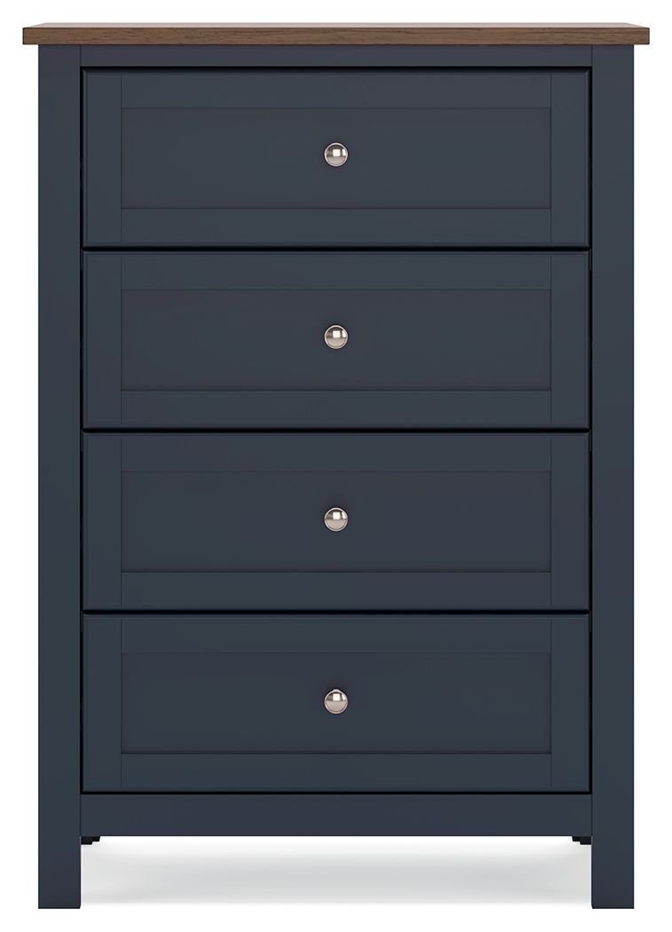 Landocken - Brown / Blue - Four Drawer Chest