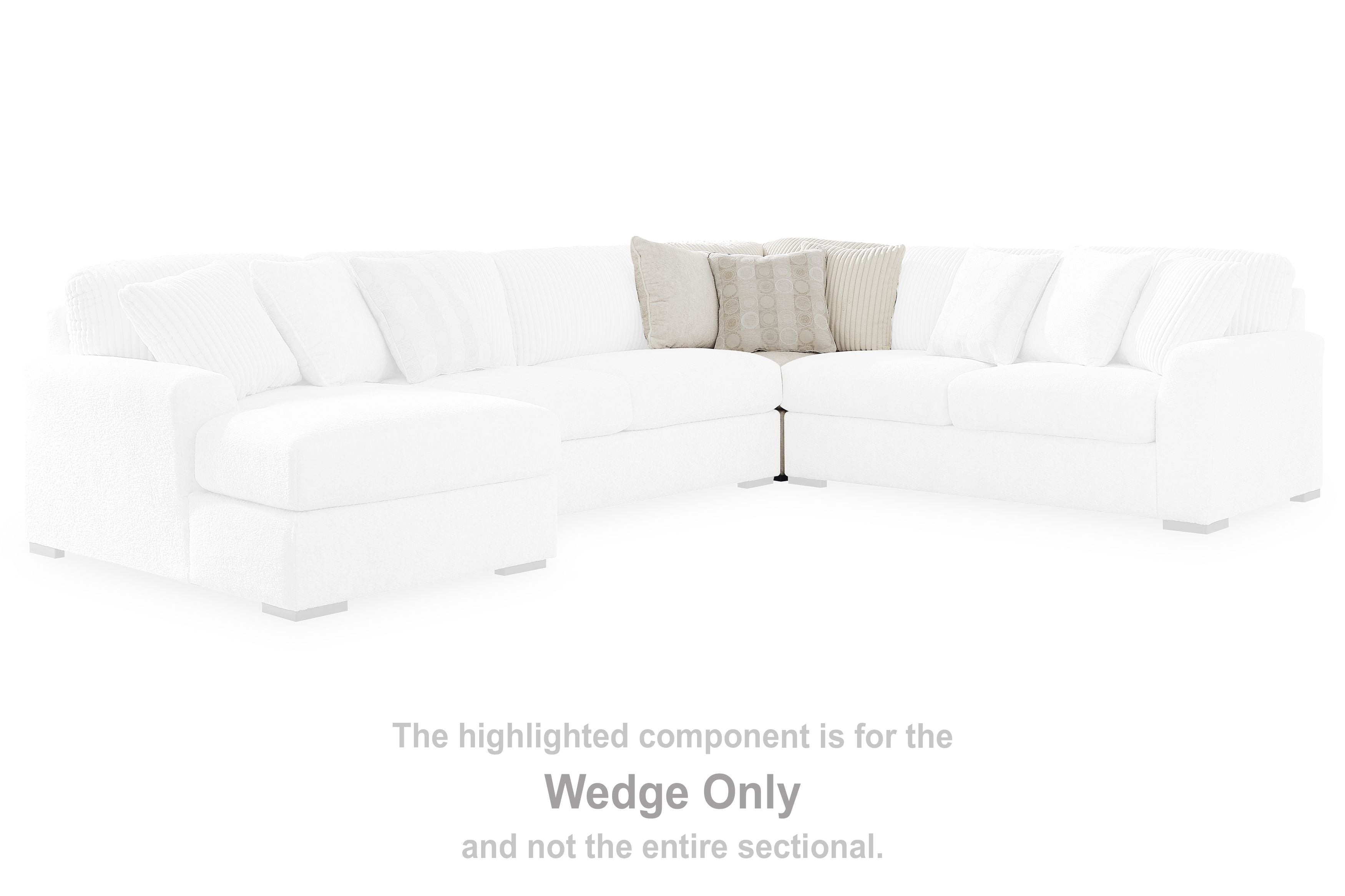 Ivory sectional wedge for modular sofa, shown as highlighted corner seat