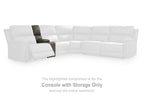 White sectional sofa with highlighted console storage section