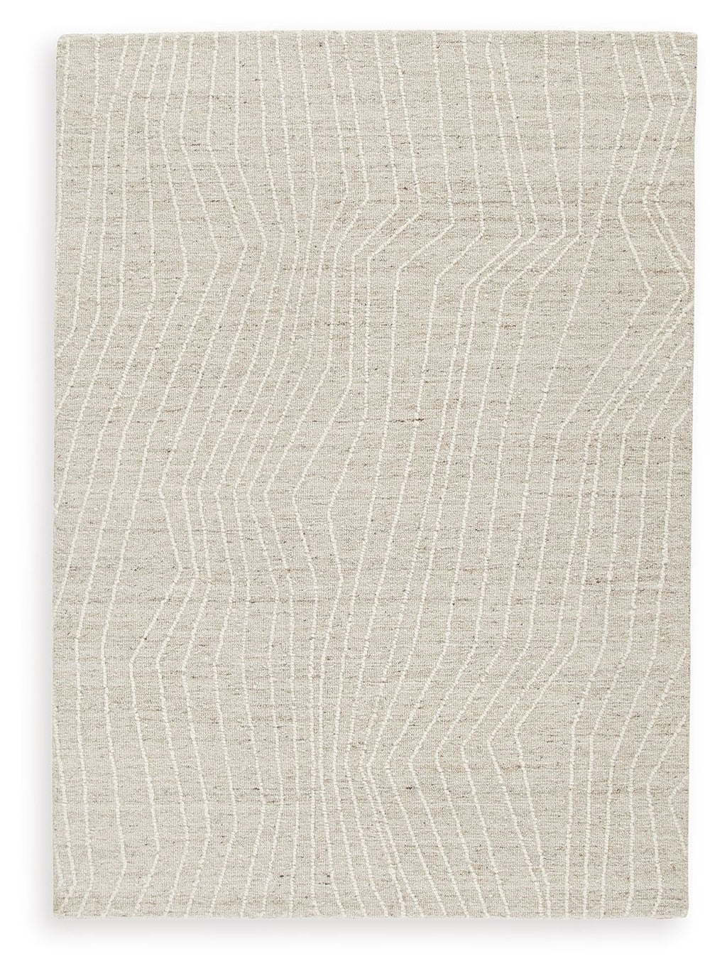 Cream rug with subtle linear wave pattern across the surface