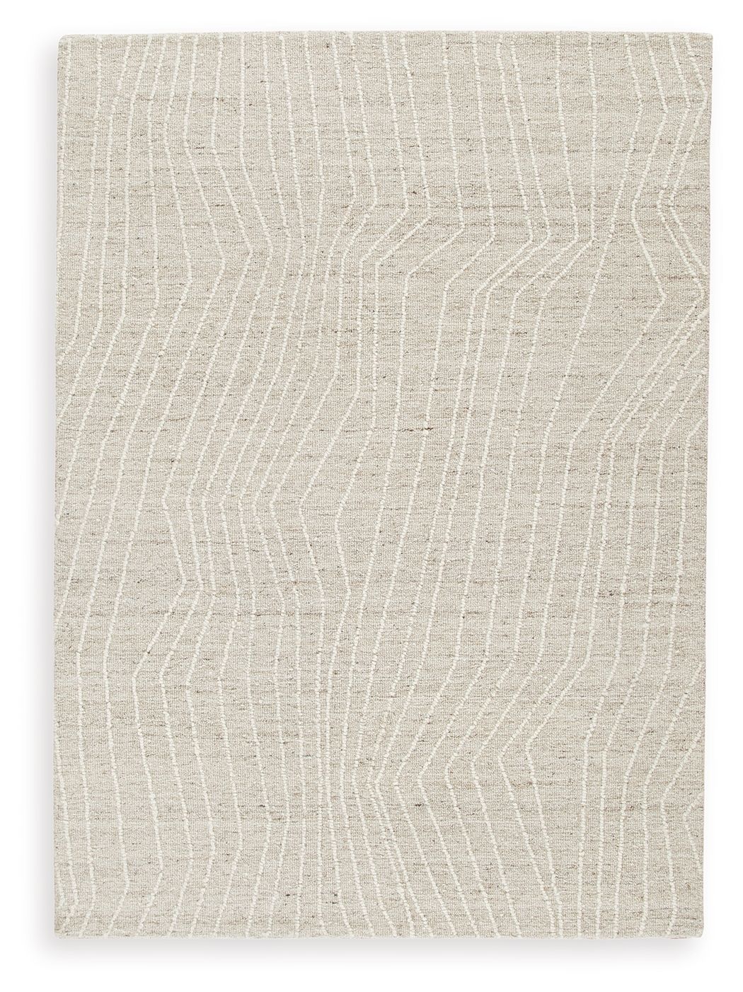 Cream rug with subtle linear wave pattern across the surface